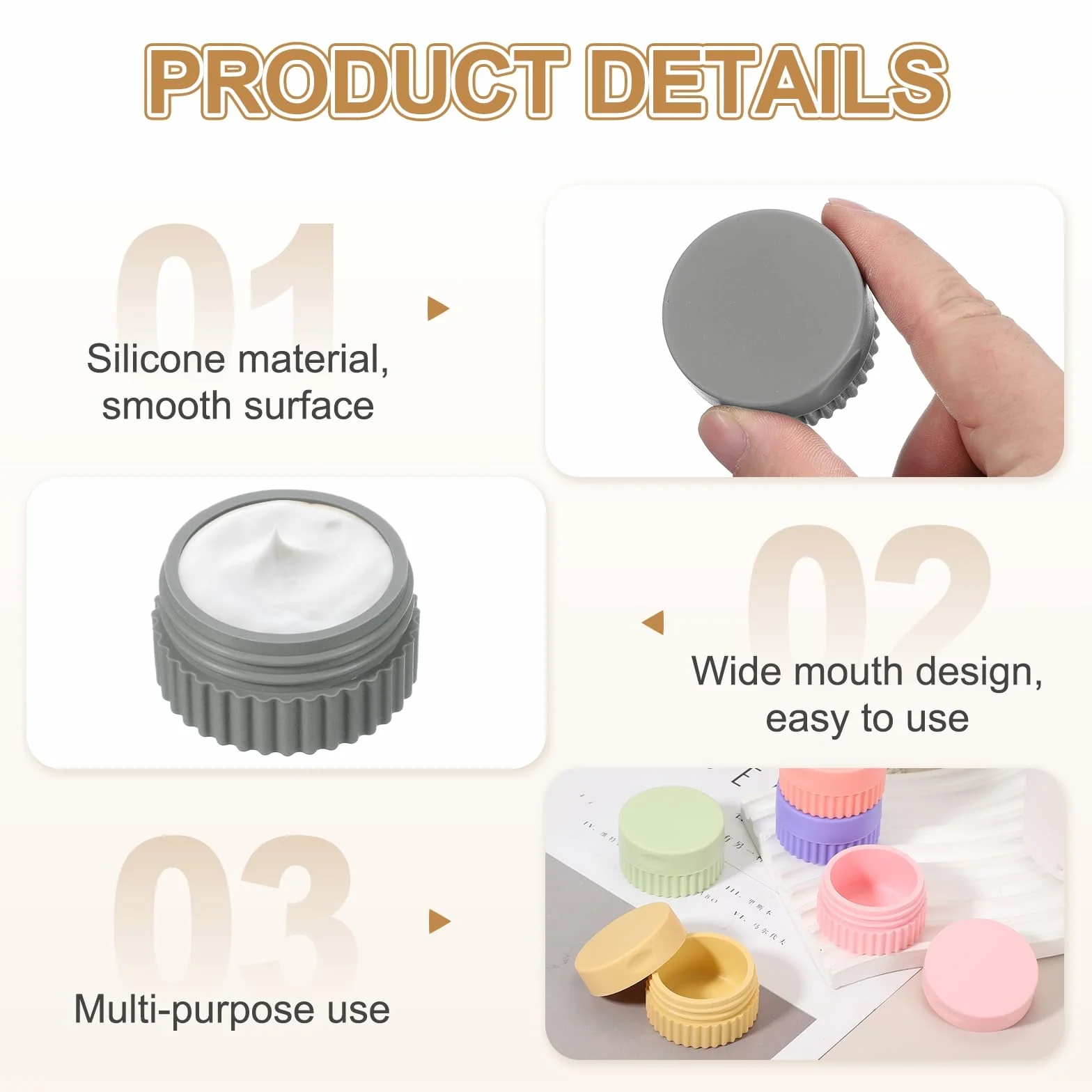 QUARKZMAN 4 silikonowe pojemniki podróżne 20 ml szczelne ciemnoszare