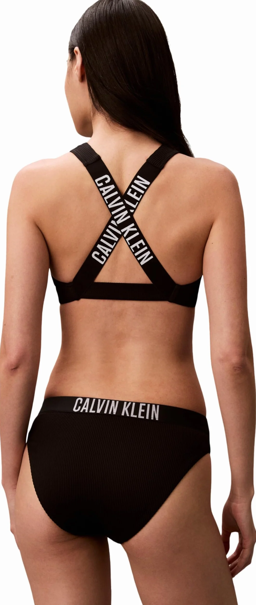 Calvin Klein Damski Braletka Z Wysokim Dekoltem LV00Q61212 Kąpielówki, Czarny (Czarny), XL
