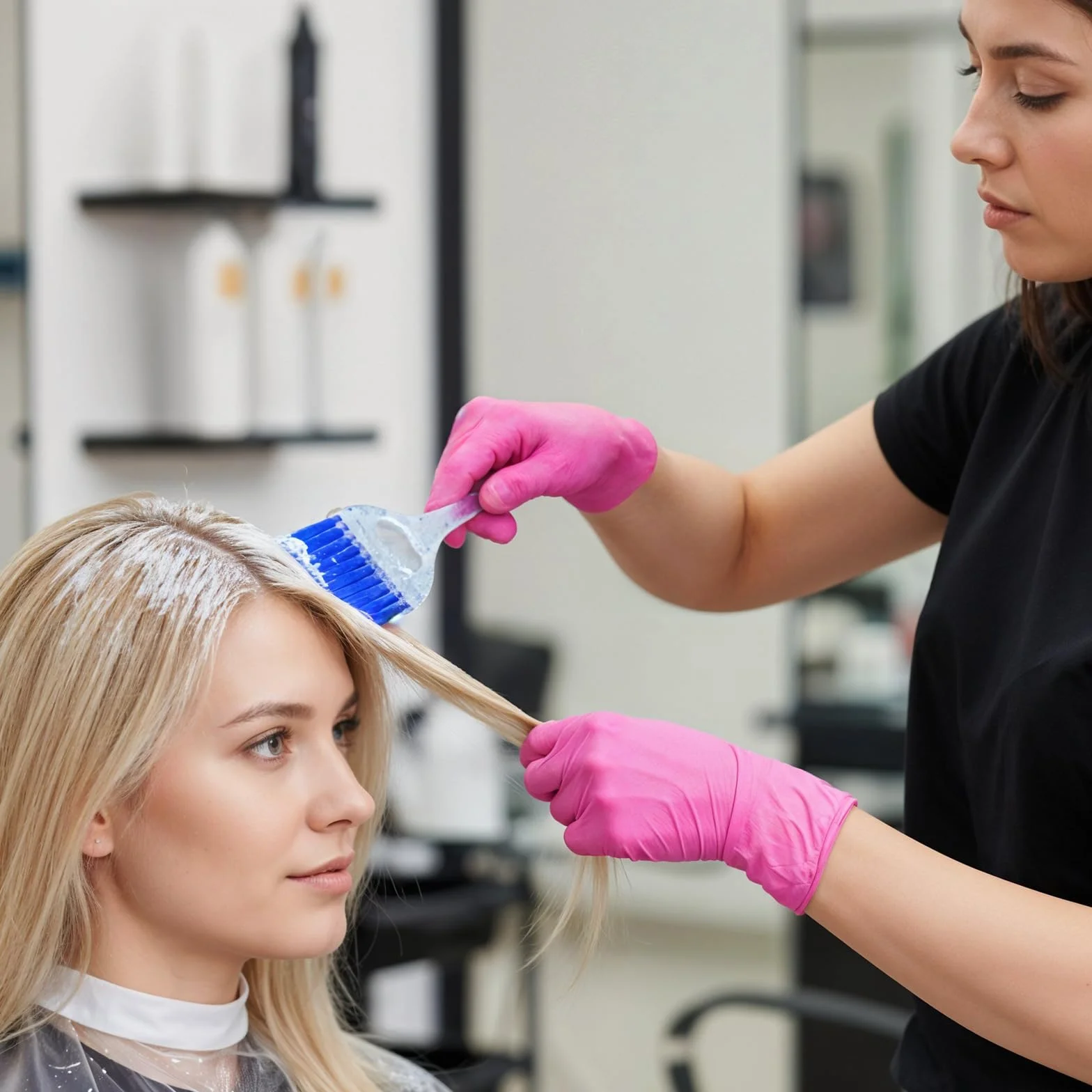 Xindojuz 2 szt. niebieskich pędzli do stylizacji włosów, pędzel do farbowania włosów z brokatowymi uchwytami, miękkie włosie pędzel do farbowania włosów, zestaw narzędzi do przyciemniania włosów, do
