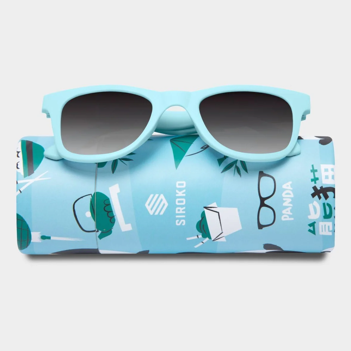 SIROKO Dziecięce polaryzacyjne okulary przeciwsłoneczne dla chłopców i dziewcząt ochrona UV400 zabawny design, jasnoniebieski/czarny, 70AA