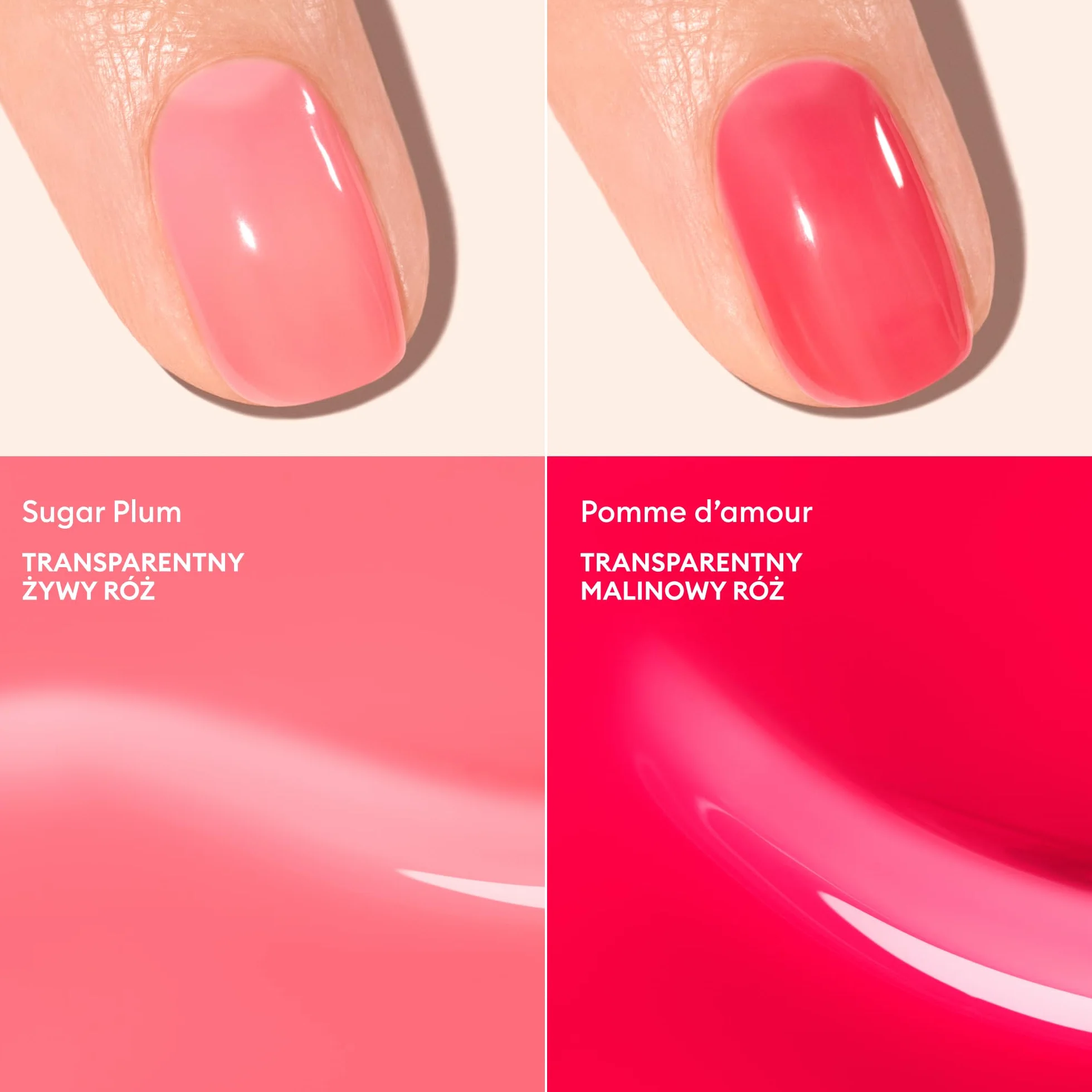 Manucurist - Duo lakierów Jelly Green™ Sugar Plum & Pomme d’Amour - Transparentne lakiery do paznokci - półkryjące wykończenie jelly ultra glossy - 82,5% składników naturalnego pochodzenia - 15 ml