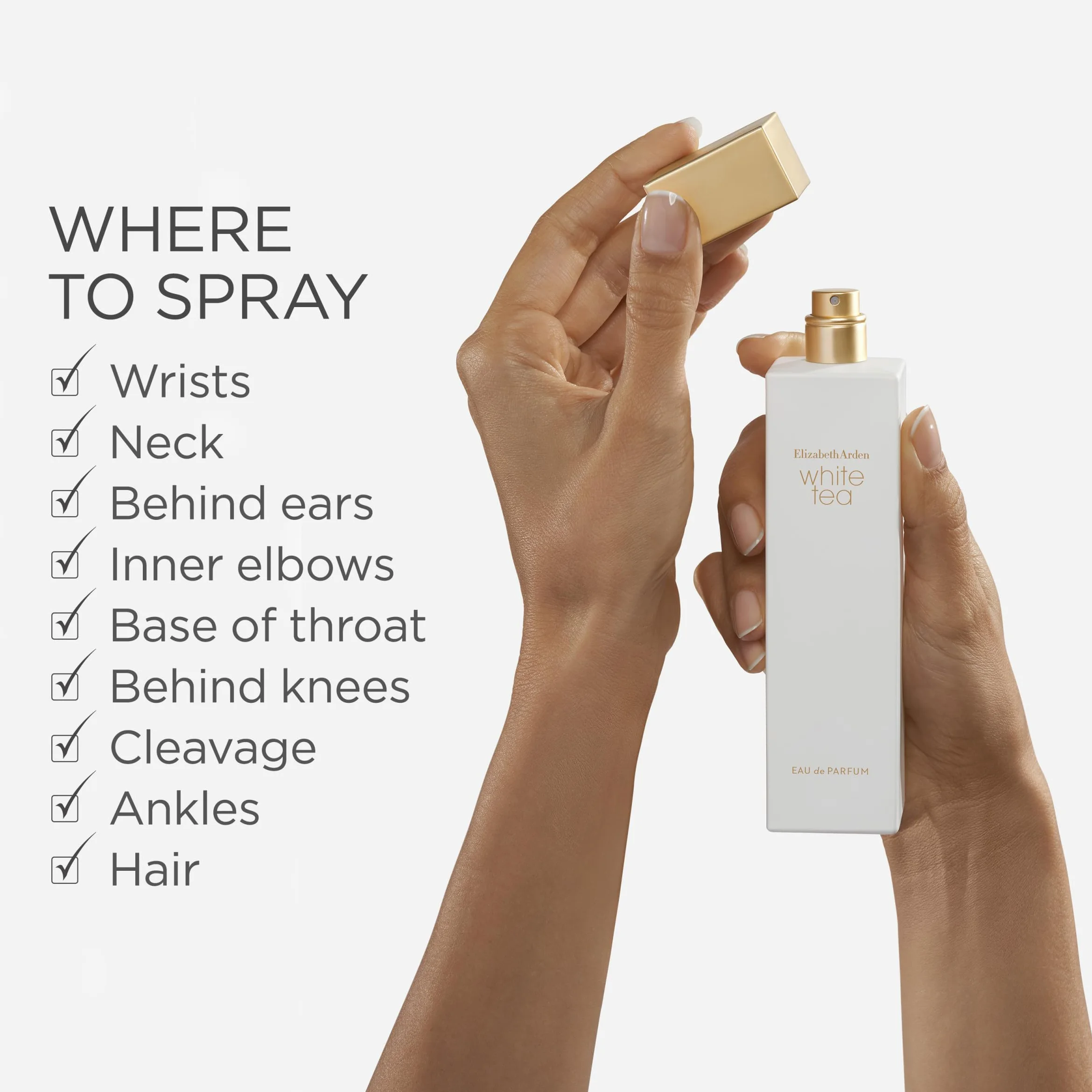 Elizabeth Arden White Tea Eau de Parfum Spray dla kobiet, wzmacnia korzyści, kwiatowy zapach, prezent dla kobiet