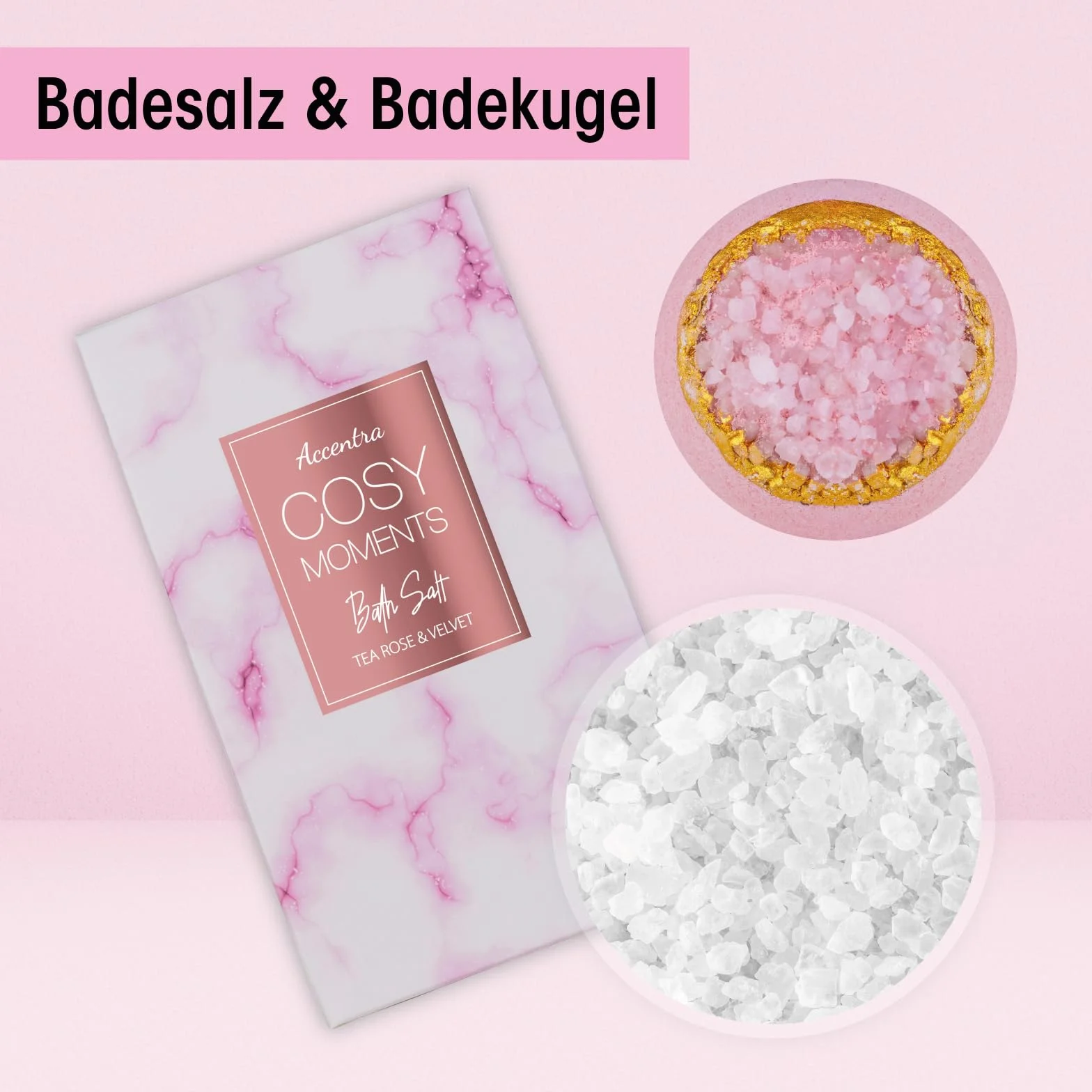 Accentra - COSY MOMENTS zestaw do kąpieli i prysznica w kolorze różowym – zestaw prezentowy do relaksu dla kobiet na urodziny lub Walentynki – 7-częściowy zestaw upominkowy i pielęgnacyjny z mini