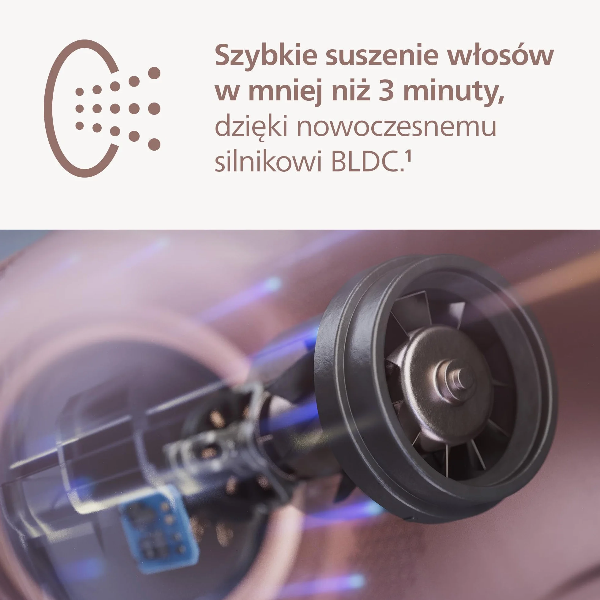 Philips Suszarka z serii 8000: ThermoShield Advanced i bezszczotkowy silnik DC zapewniają szybkie suszenie i optymalną pielęgnację, 1400 W, kolor Rose Champagne, nasadka i dyfuzor, model BHD837/10
