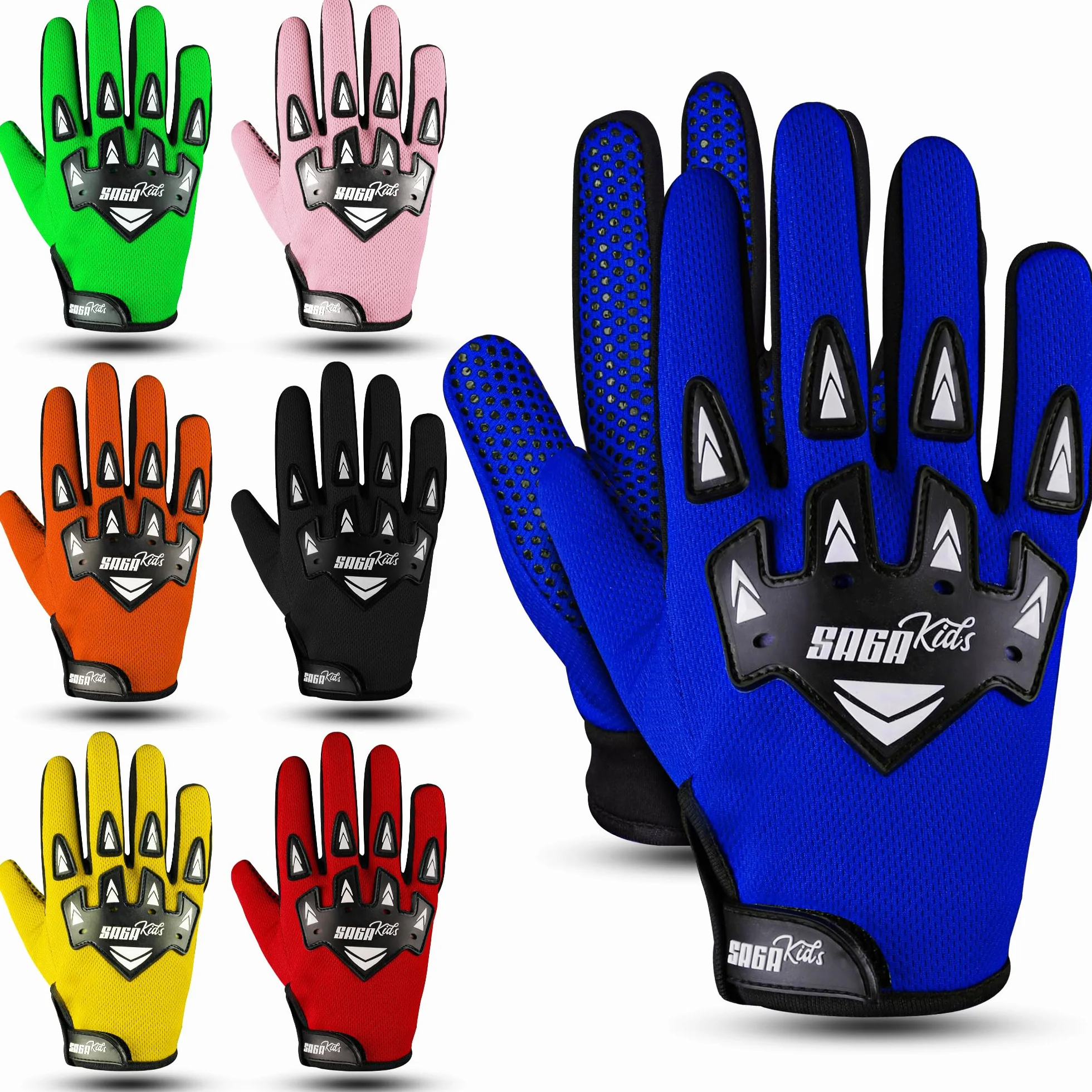 Rękawice rowerowe dla dzieci Trwałe i wygodne rękawice motocrossowe Idealna odzież motocyklowa dla Twojego dziecka (Blue, Large [8-10 Yrs])