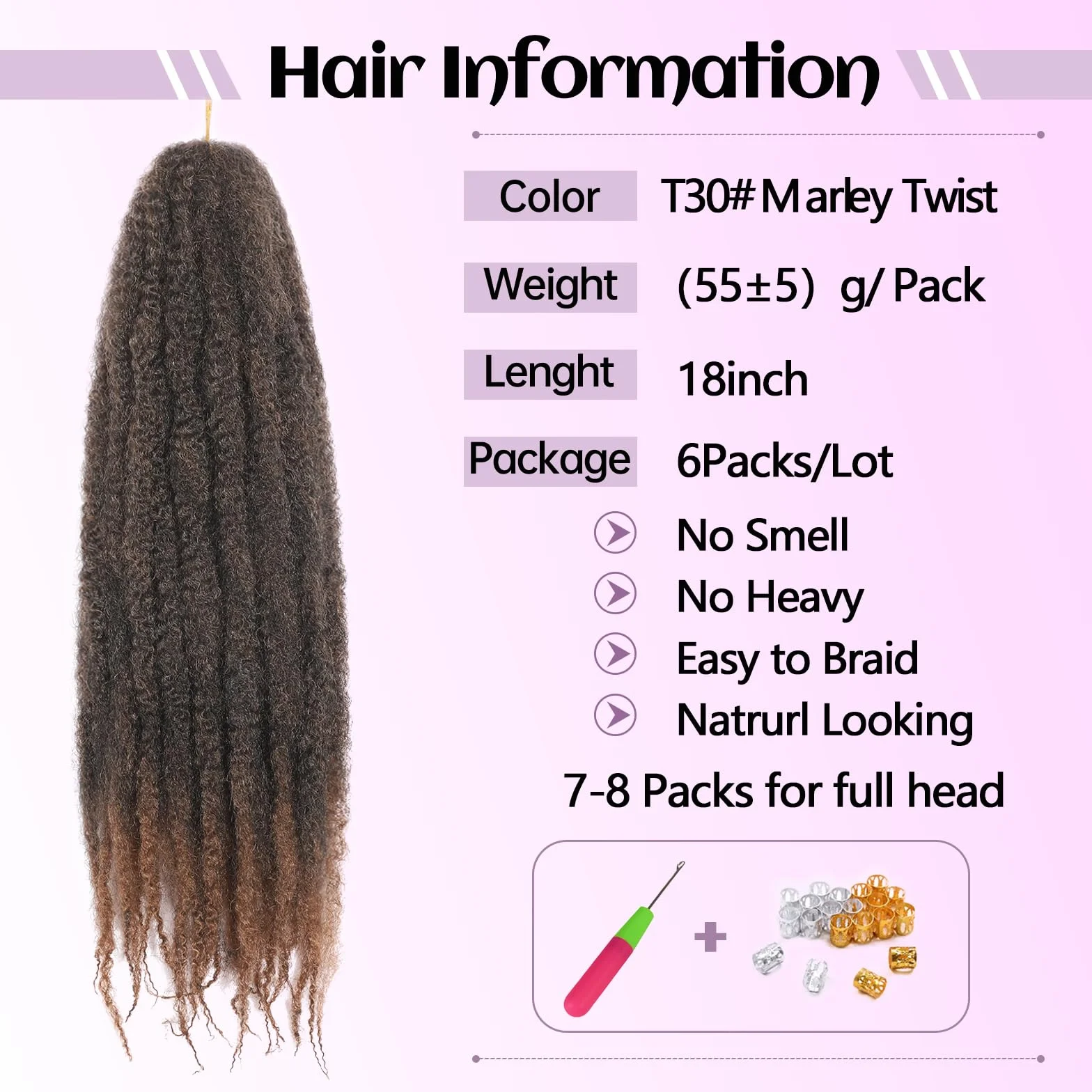 Marley Twist Warkocze do włosów Marley Twist Włosy Długie kubańskie Marleys Afro Kinky Curly Twists Faux Locs Warkocze szydełkowe Syntetyczne Warkocze szydełkowe Przedłużki do włosów (T30