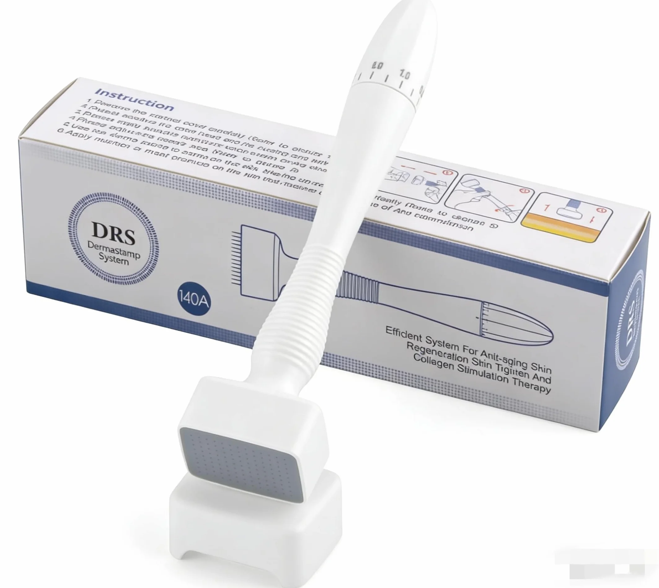 Derma Stamp Micro Needling Pen – regulowany mikroigłowanie Derma Pen z wałkiem i stemplem, wałek do mikroigłowania do pielęgnacji skóry, wałek do brody i brody dla mężczyzn