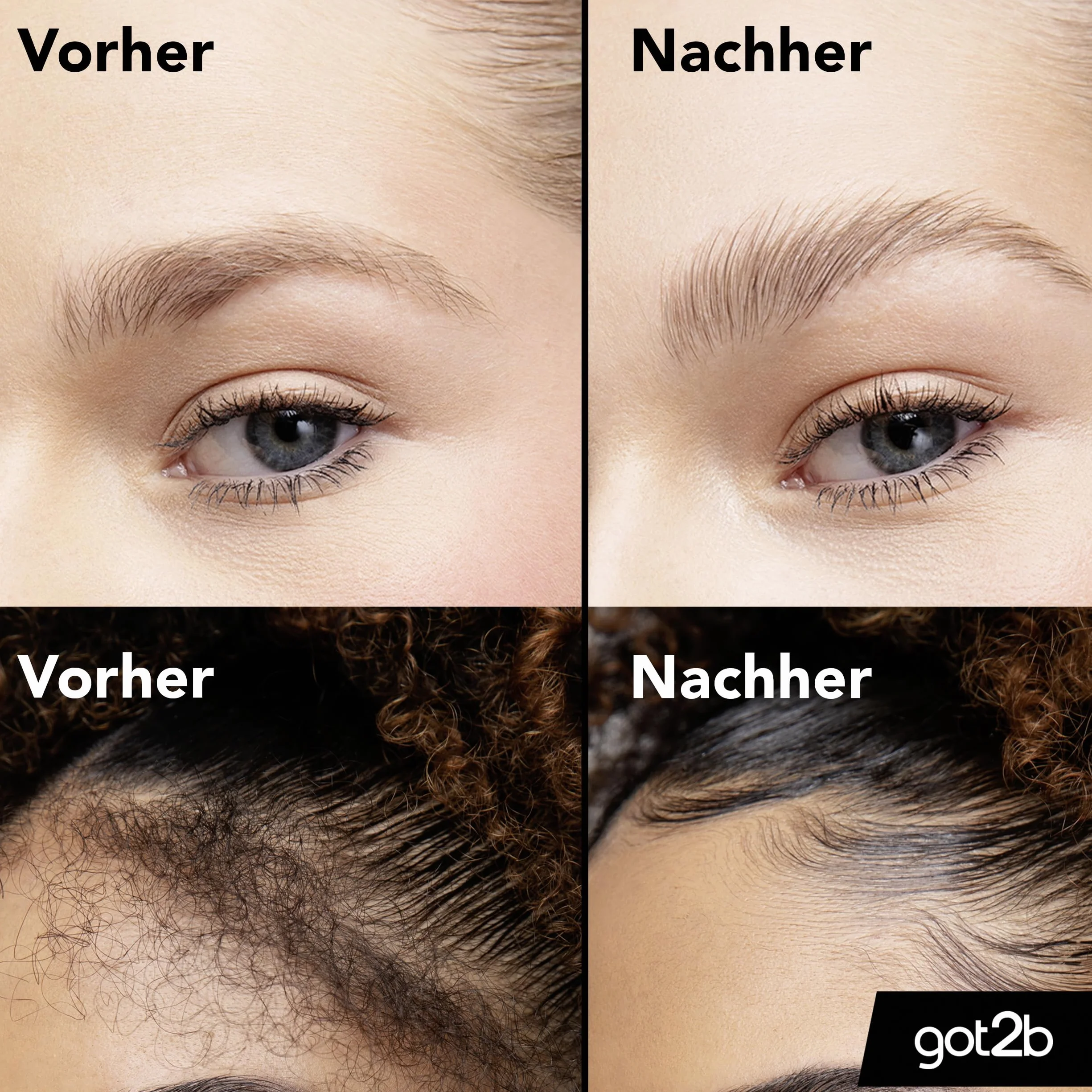 got2b Klej 4 Brows & Edges Waterproof (16 ml), żel do brwi i włosów 2 w 1, odporny na pot i wodę, utrzymuje się do 24 h, z praktyczną szczotką do brwi do stylizacji konturów włosów i krawędzi