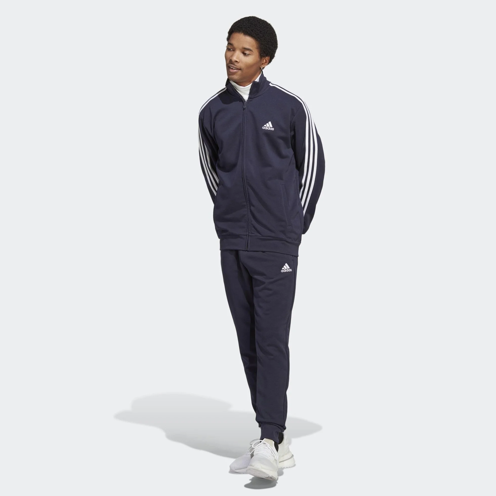 adidas Mężczyźni Basic 3-Stripes French Terry Track Suit, Legend Ink, L