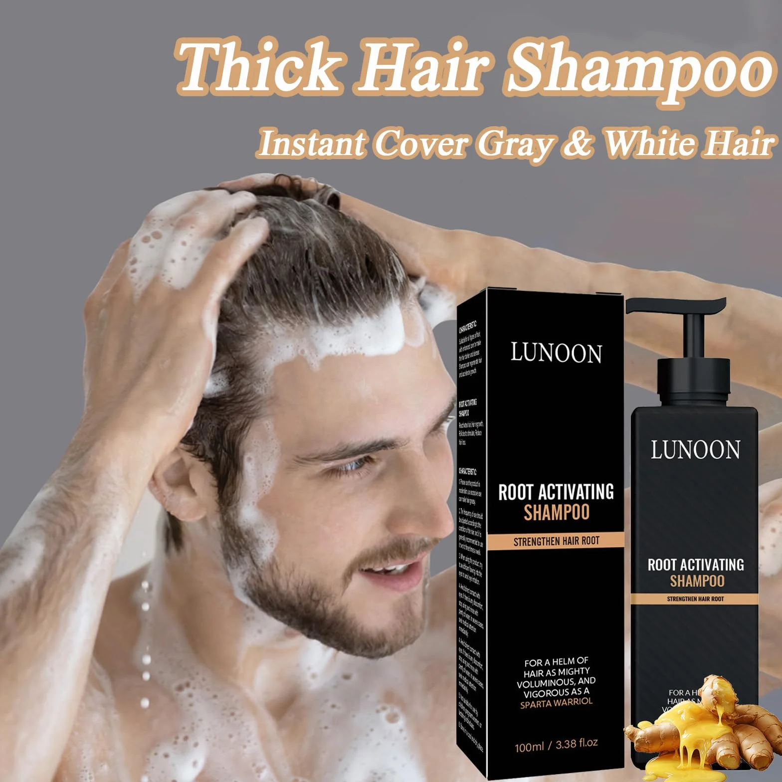 Root Activating Szampon 2 sztuki Ginger Black Hair Growth Shampoo 2024 New Root Activator Szampon nadaje się do poprawy objętości i tekstury włosów