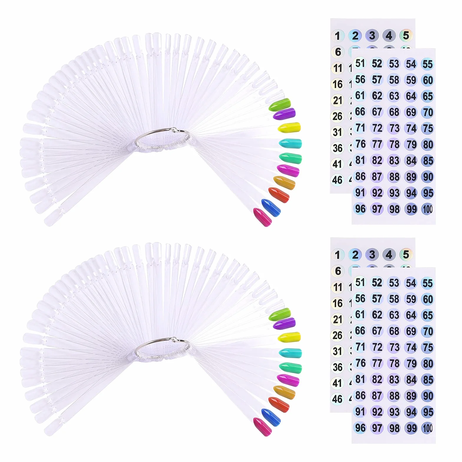 100 szt. Nail Art Display Tipsy do ćwiczeń paznokci z naklejkami z numerami Nail Art Display przezroczyste pałeczki do paznokci