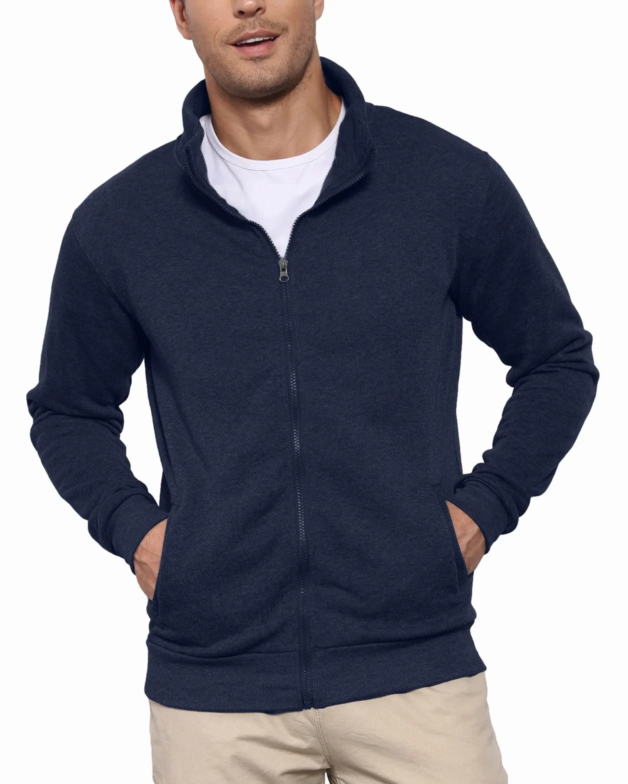 Męska bluza bez kaptura zapinana na zamek bluzy sportowa kurtka zapinana na zamek lekka zimowa bluza kardigan M-3XL