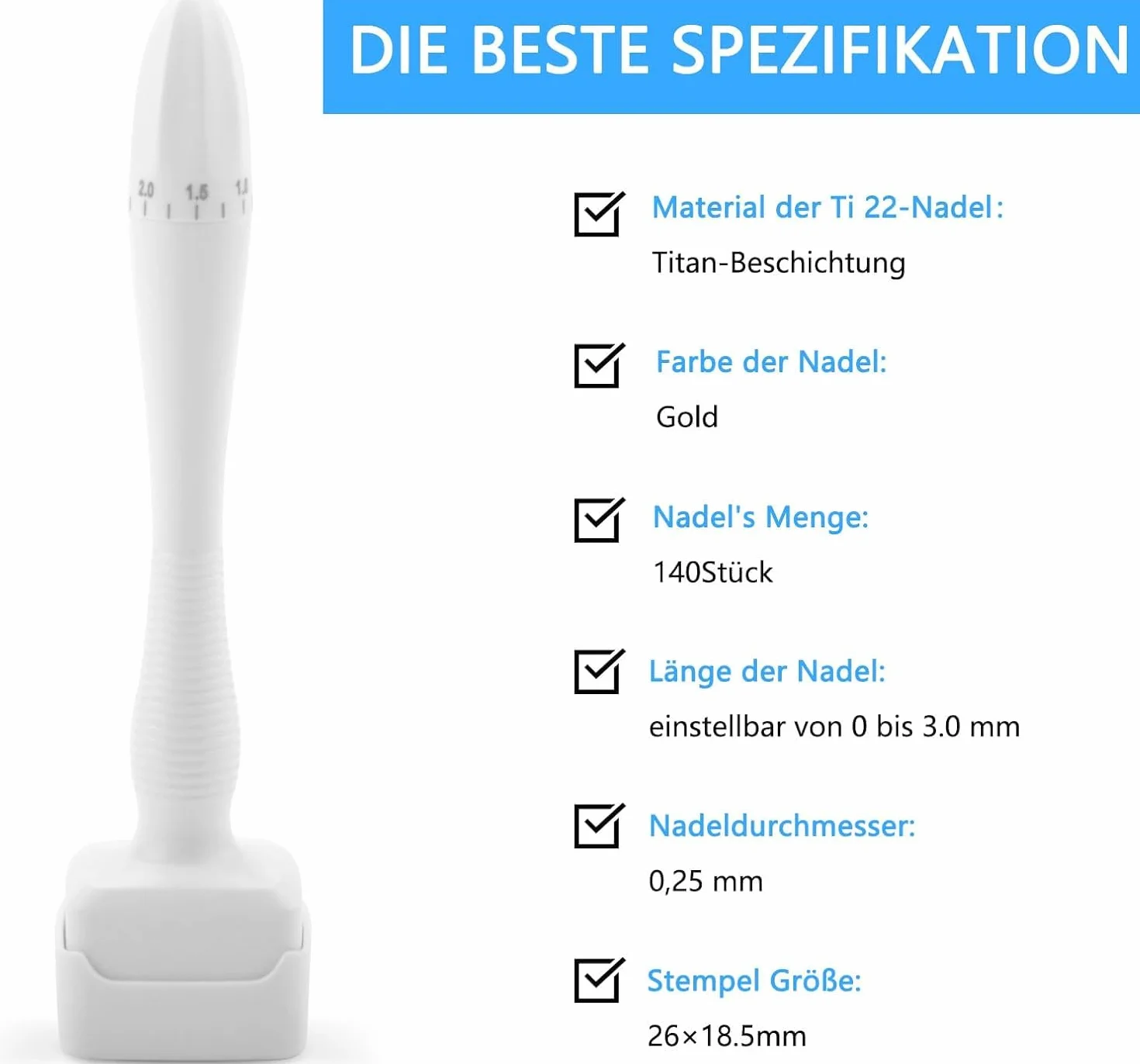 Derma Stamp Micro Needling Pen – regulowany mikroigłowanie Derma Pen z wałkiem i stemplem, wałek do mikroigłowania do pielęgnacji skóry, wałek do brody i brody dla mężczyzn
