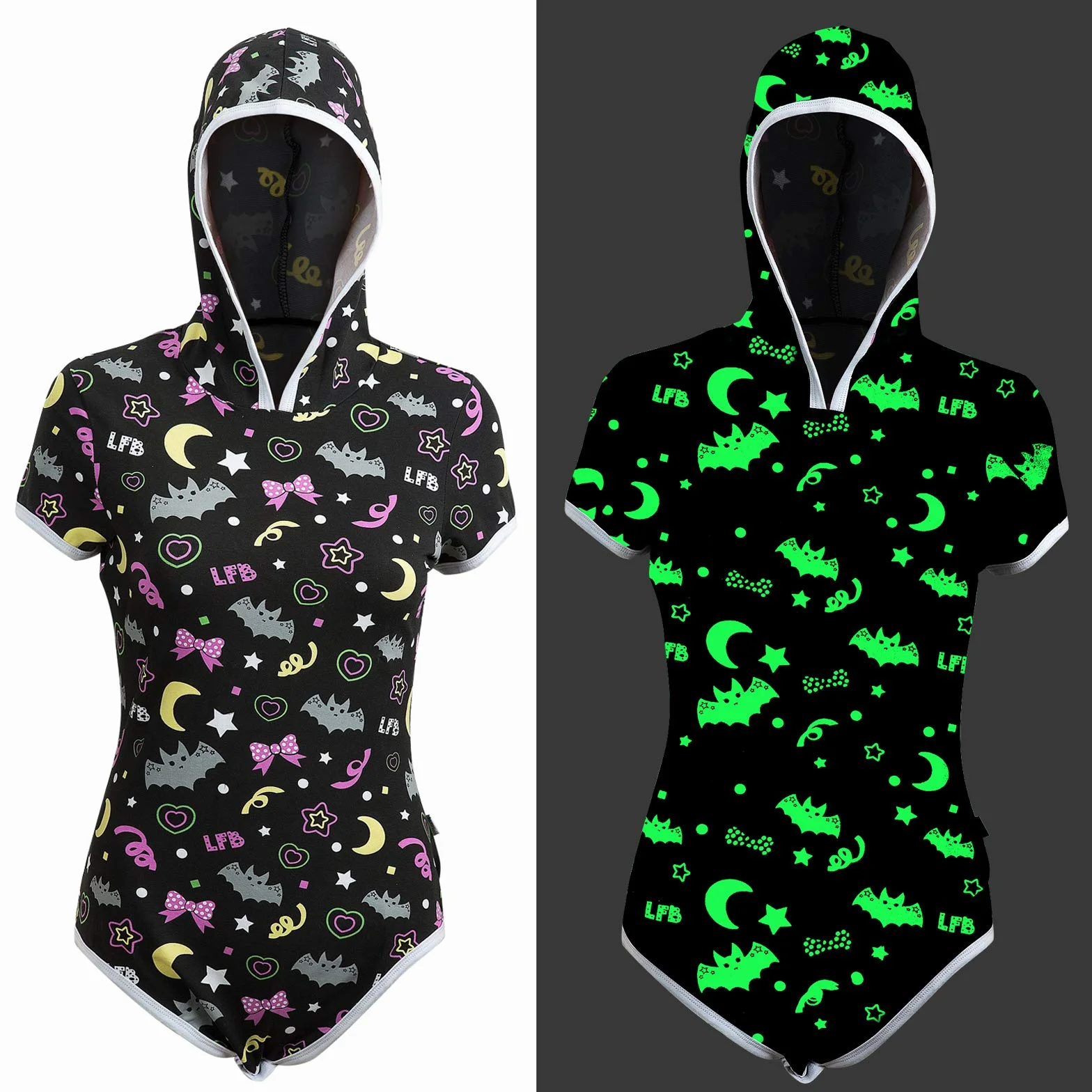 LittleForBig Dorośli Baby miłośnik pieluszek (ABDL) zatrzas w komkroku jednoczęściowy śpioszki-Noc Cukierek albo psikus Nocny Blask Onesie