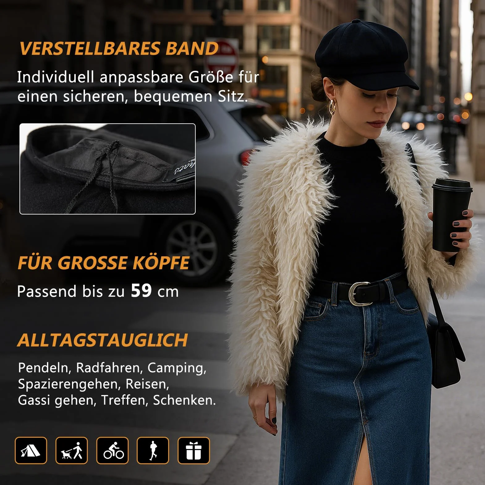 Comhats Damska mieszanka wełny czapka balonowa czapka zimowa czapka 55-58 cm