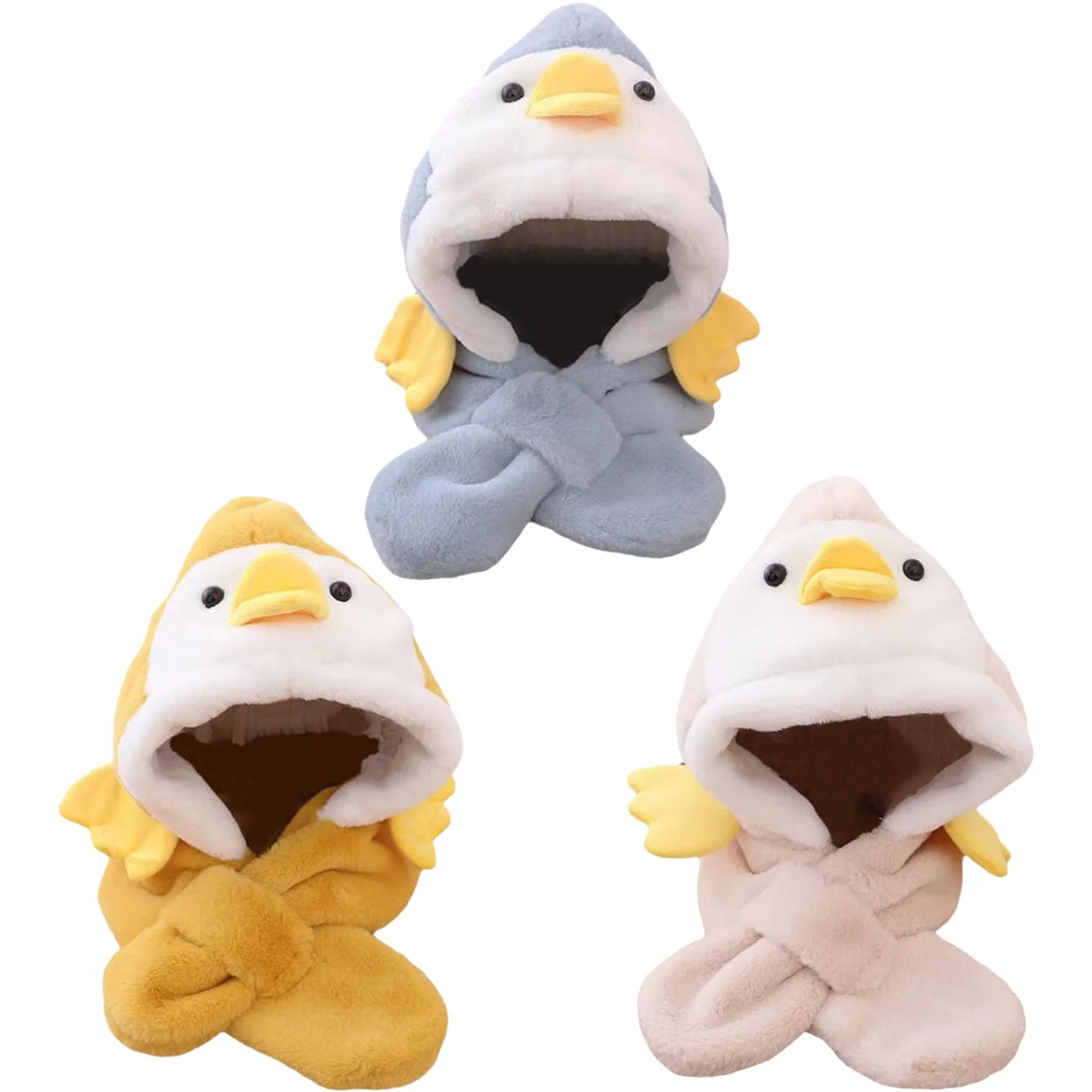 PLUSHCEWT 2 w 1 dziecięcy szalik z kapturem zestaw dzieci zima ciepły kapelusz szalik urocze dziewczyny chłopcy czapki szalik zima pluszowe szaliki z kapturem akcesoria pogodowe dla dziecka kreskówka