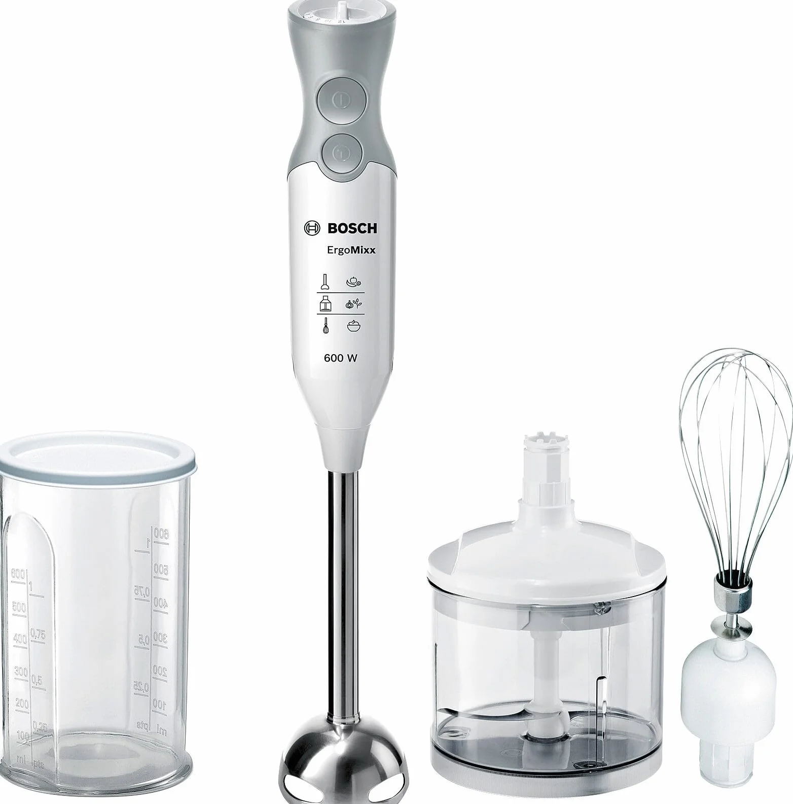 Bosch Hausgeräte MSM66150 ErgoMixx Blender Ręczny, Tworzywo Sztuczne, 20 W, Biały/Szary
