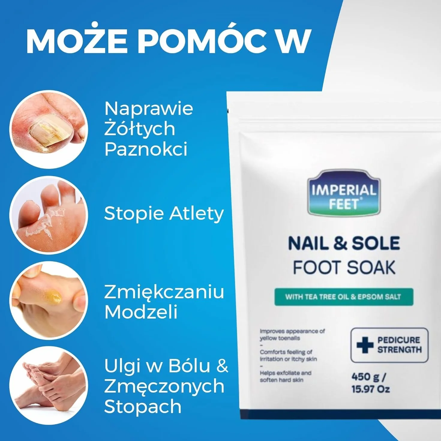 Pedicure Quality Foot Soak with Tea Tree Oil & Epsom Salt | Helps Treat Nail Fungus Athletes Foot | Anti Fungal Nail Treatment | Foot Moisturiser & Deodorizer Feet Soak | Exfoliating Foot Soak