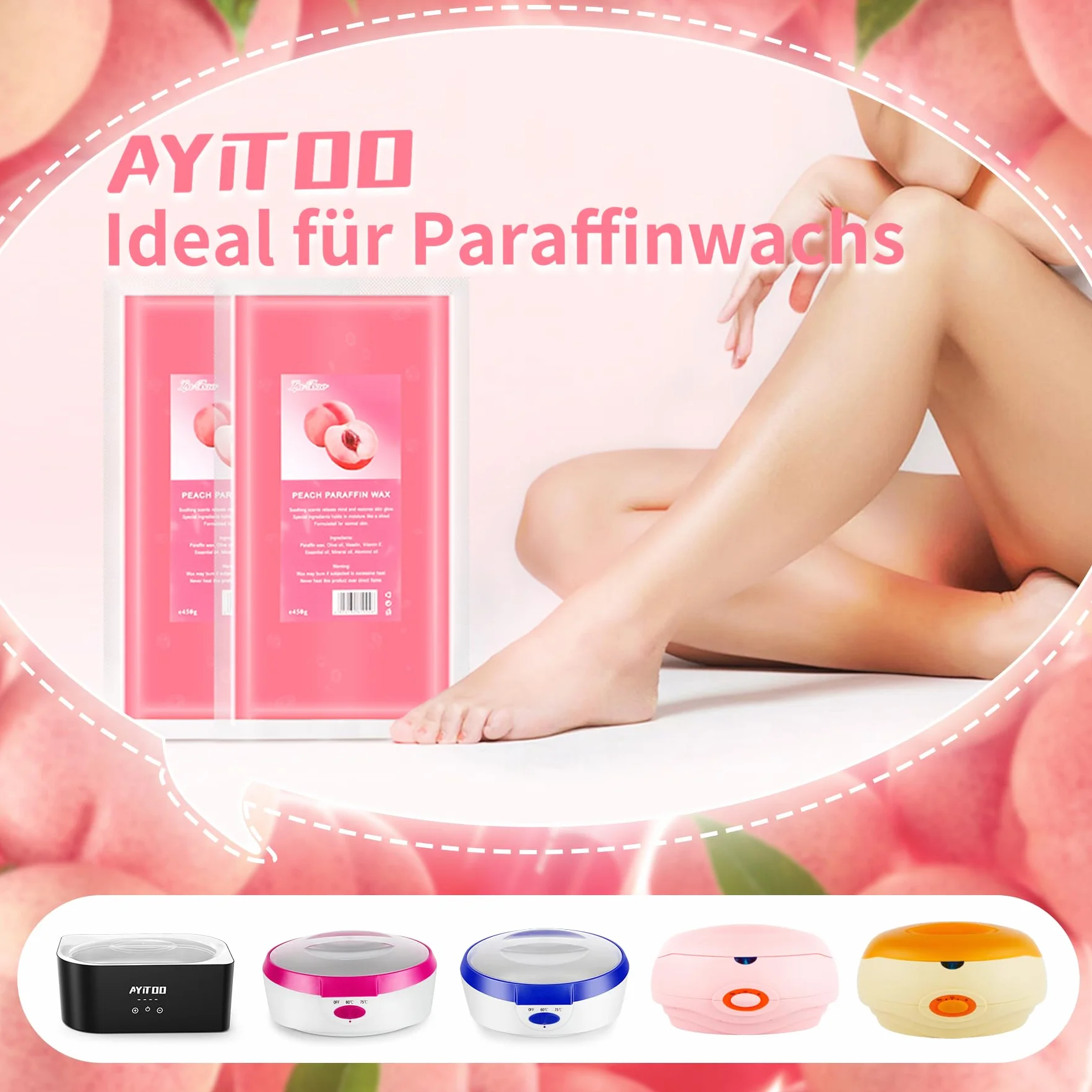 Wosk parafinowy brzoskwiniowy 2700 g do rąk i stóp zestaw