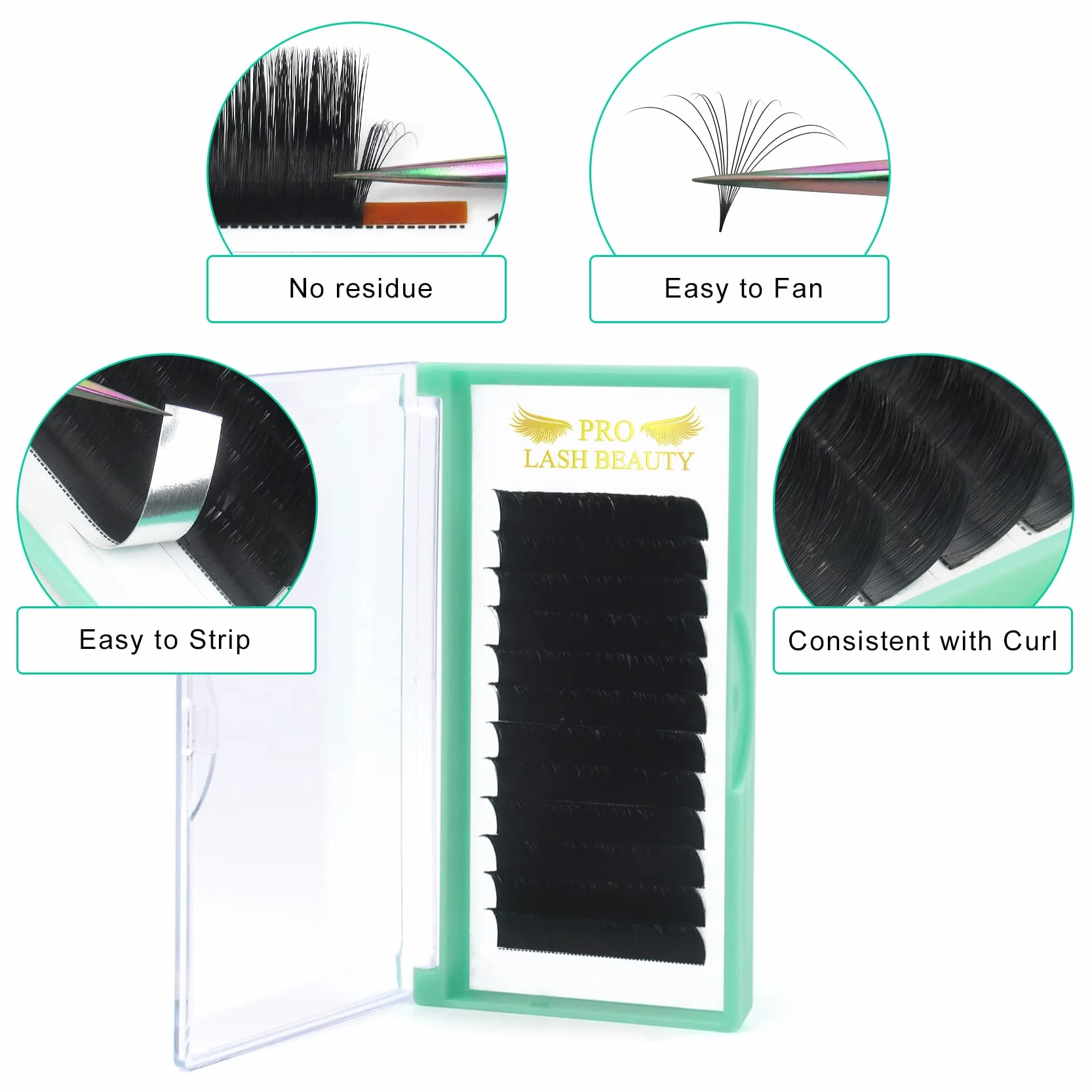 Easy Fan Lashes DD-0.07-13, rzęsy wachlarzowe do metody objętościowej, skręt C, D, przedłużenie rzęs, 8-15 mm, objętościowe rzęsy (DD-0.07,13 mm)