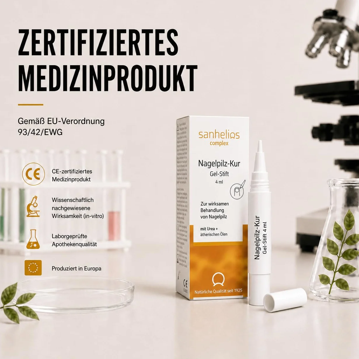 Sanhelios Pióro żelowe do leczenia grzybicy paznokci | skuteczne leczenie grzybicy paznokci | udowodnione działanie* | bez pilników | z biotyną i olejkami eterycznymi