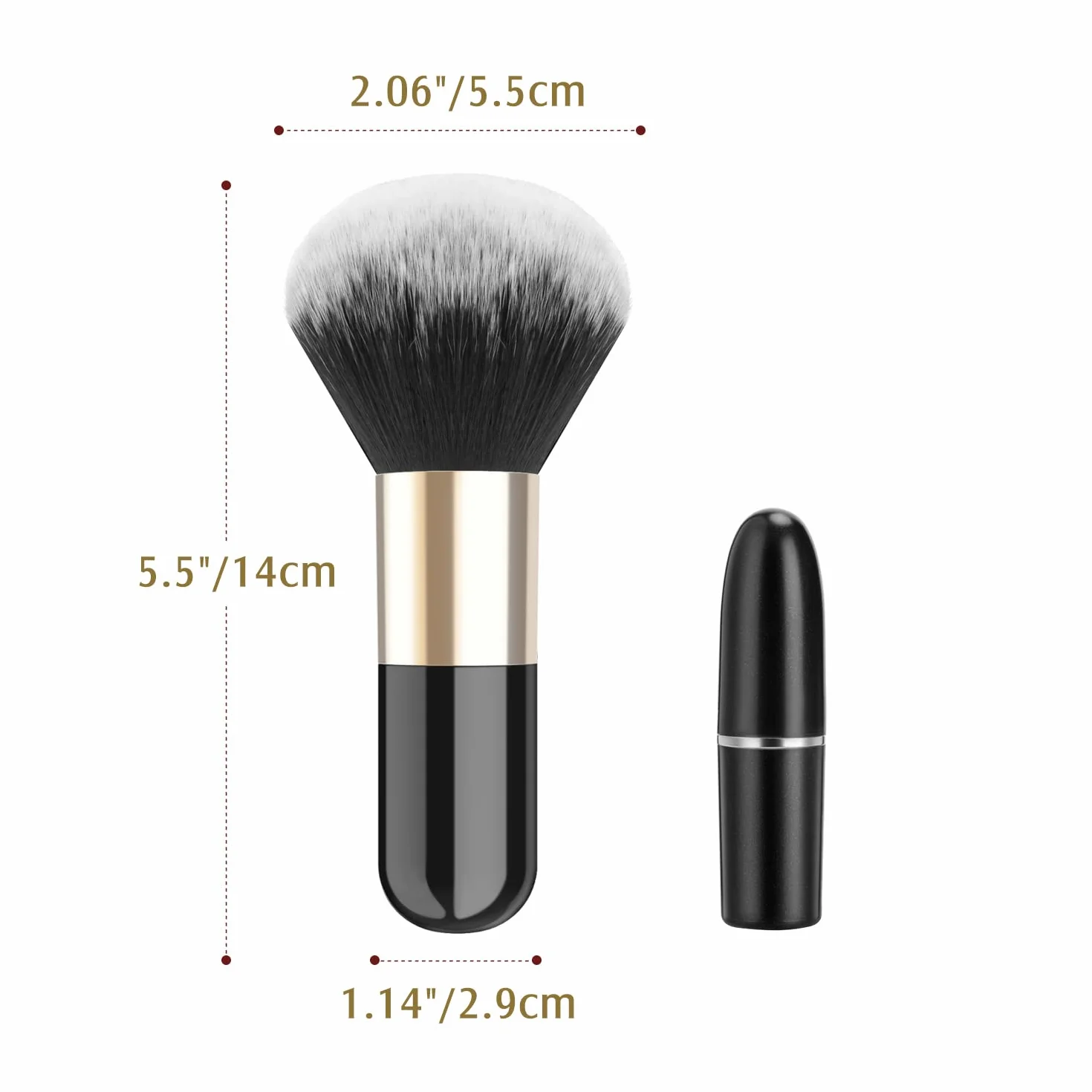 Luxspire Pędzel do makijażu, okrągła główka, miękki pędzel do makijażu, pędzel do różu, gęsty, syntetyczny, premium do kremowego pudru, płynnego podkładu, czarny