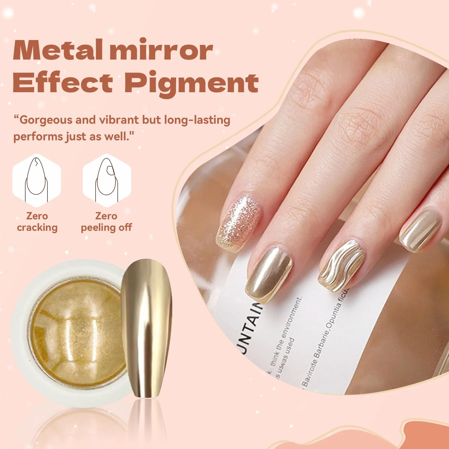 ZhouWei Zestaw 22 chromowanych paznokci w proszku do paznokci, metal chromowany puder do paznokci Crome, efekt lustra, puder do paznokci, duża pojemność, brokat, zestaw do malowania paznokci, do wielu