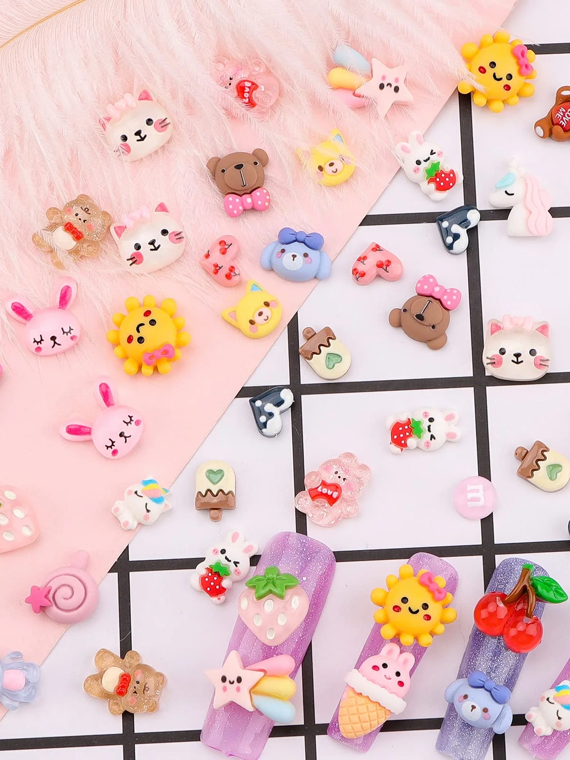 EBANKU Kawaii, płaskie plecach, urocze cukierki, zwierzęta, 100 szt., do samodzielnego wykonania biżuterii, 100 szt