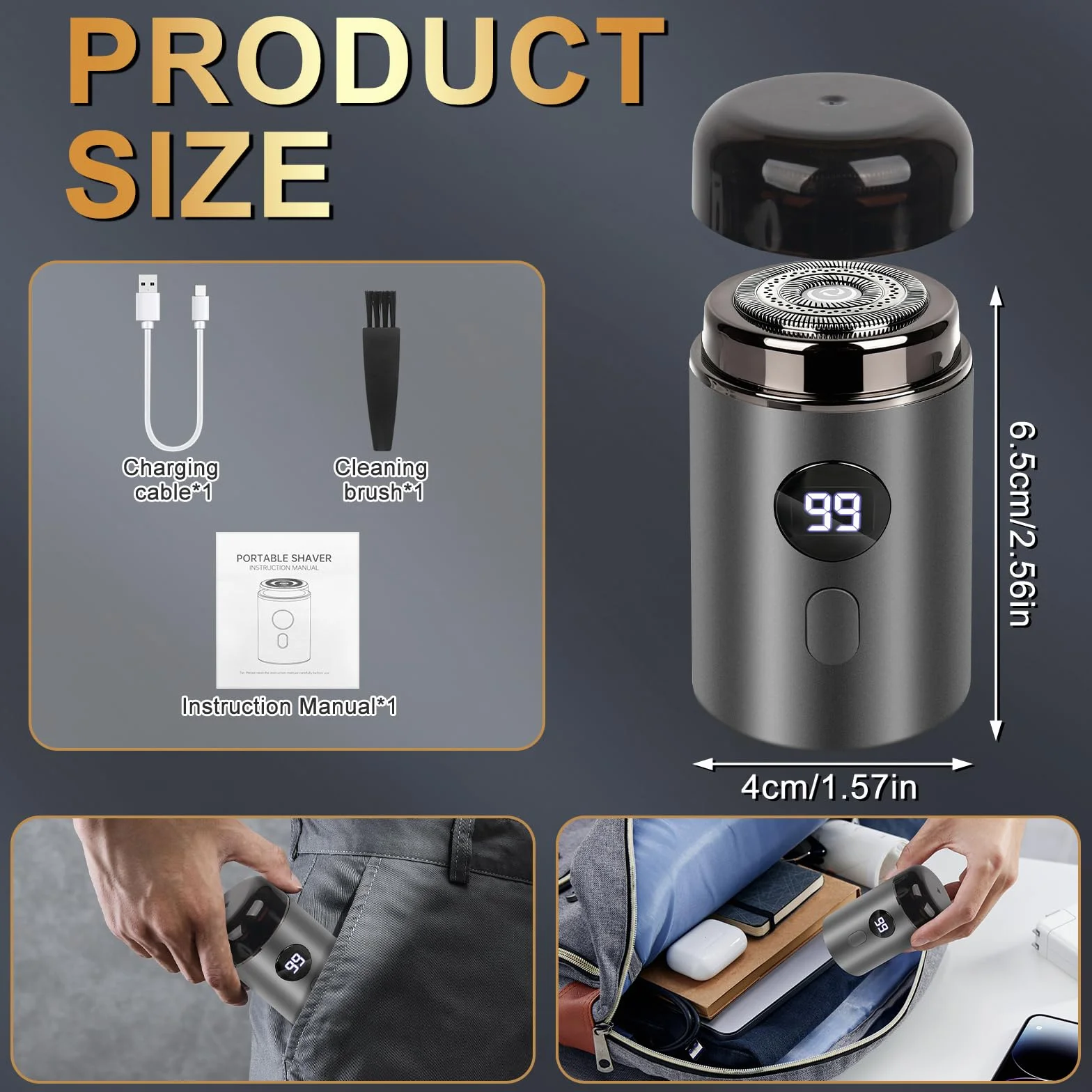 Mineup Sopami Mini Shaver elektryczna golarka męska, 2 w 1, wodoszczelna, przenośna, nadaje się do prania na mokro i na sucho, USB do domu i w podróży