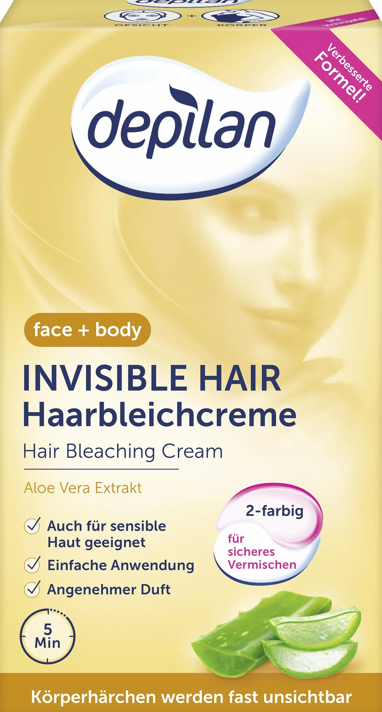 Krem wybielający do twarzy Bleaching Depilan invisilbe Hair krem wybielający (1 opakowanie po 2 x 50 ml)