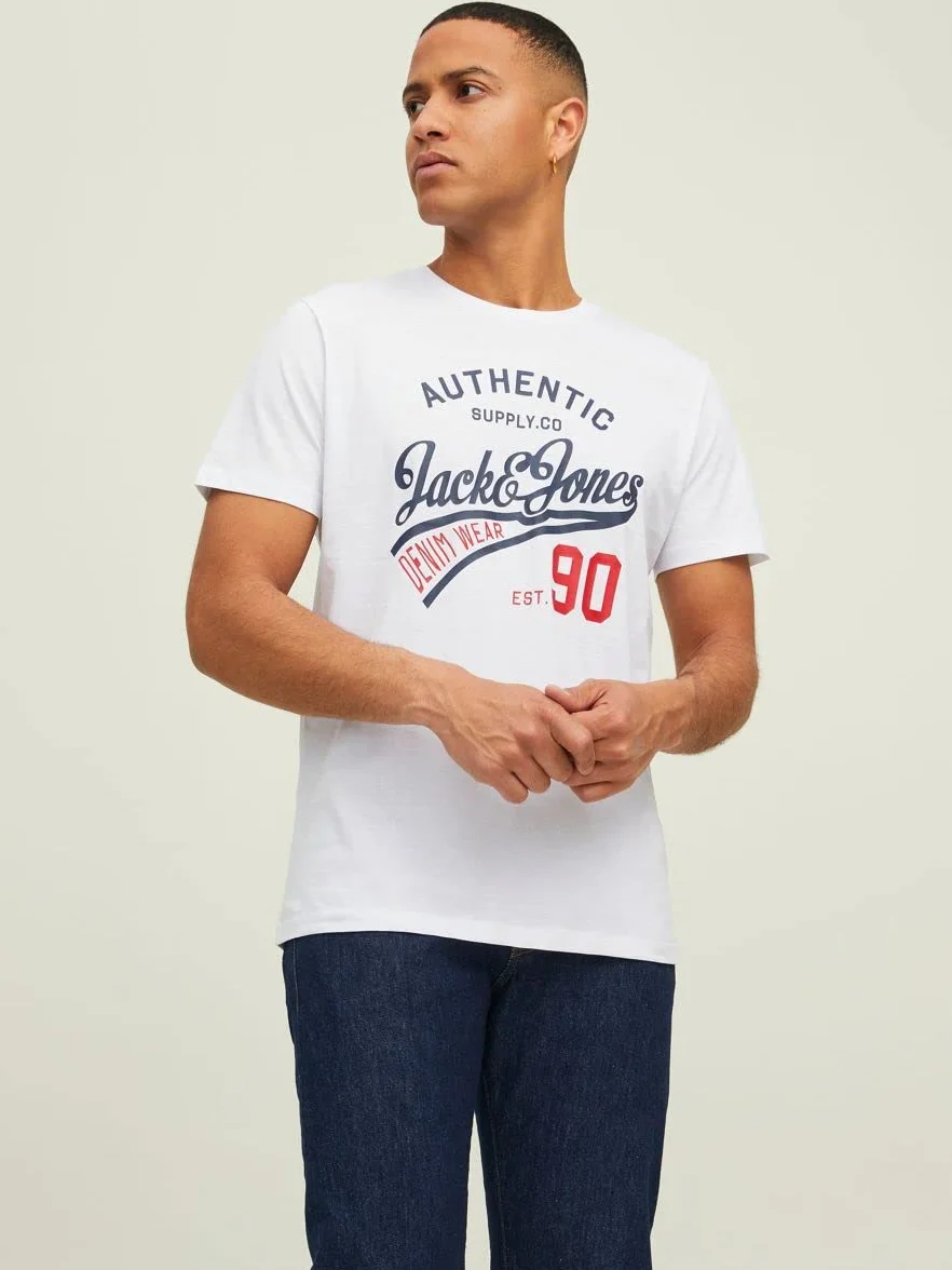 Jack & Jones Mężczyźni Jjethan Tee Ss Crew Neck 3Pk Mp Noos Koszulka, Czarny/Biały/Granatowy, XL