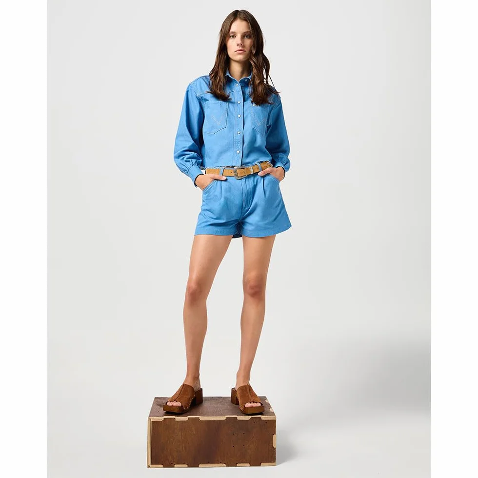 Wrangler Pleated Short - Szorty jeansowe Kobiety