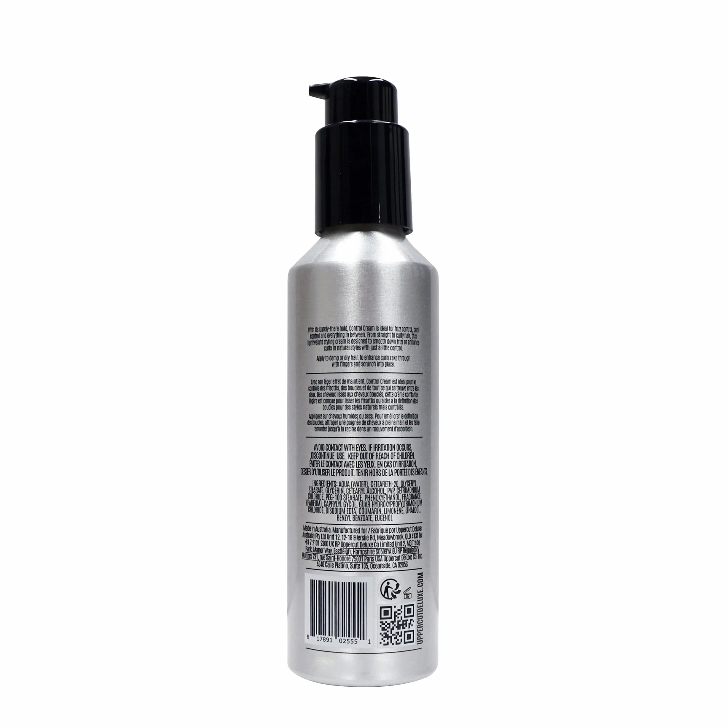 Uppercut Deluxe Control Cream, Męski Krem do Włosów o Średnim Utrwaleniu do Kontroli Puszenia i Loków, Kondycjonujący Krem do Włosów o Naturalnym Wykończeniu 120ml