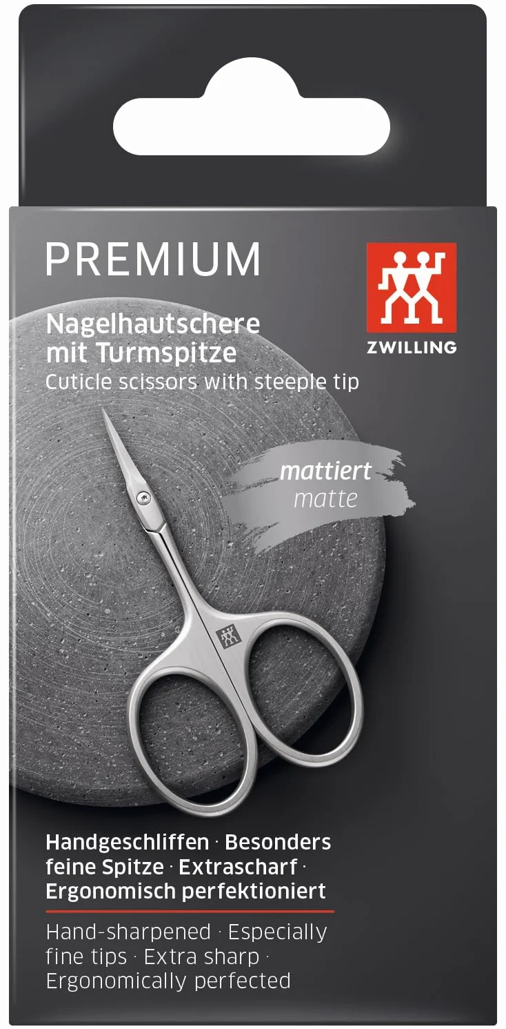 ZWILLING Nożyczki do skórek (do precyzyjnego wycinania skórek i pozostałości naskórka, bezpieczna pielęgnacja paznokci, ostra krawędź tnąca), premium, złote, 95 mm