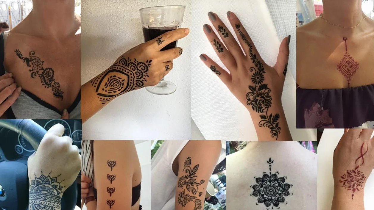 Akcja! Henna szablony do tatuażu 8 sztuk zestaw do jednorazowego użytku do rąk, również do tatuaży brokatowych i tatuaży Air Brush Set Jaiya