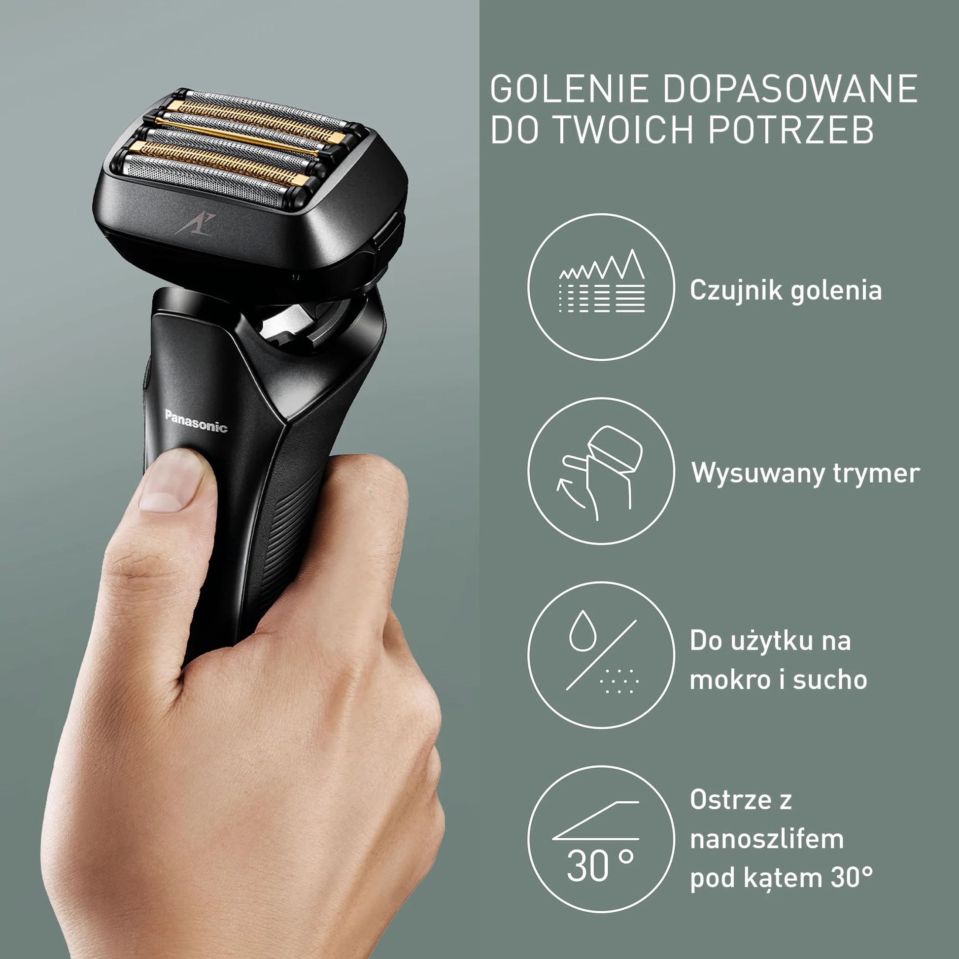 Panasonic ES-LS6A 6-Ostrzowa Golarka Elektryczna Dla Mężczyzn z Czujnikiem Zarostu