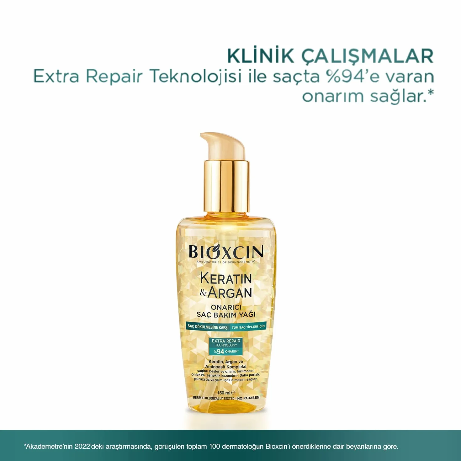 Bioxcin Keratyna i arganowy olejek do pielęgnacji włosów, 150 ml, głęboka pielęgnacja zniszczonych włosów, z efektem zapobiegającym puszeniu się, do wszystkich rodzajów włosów