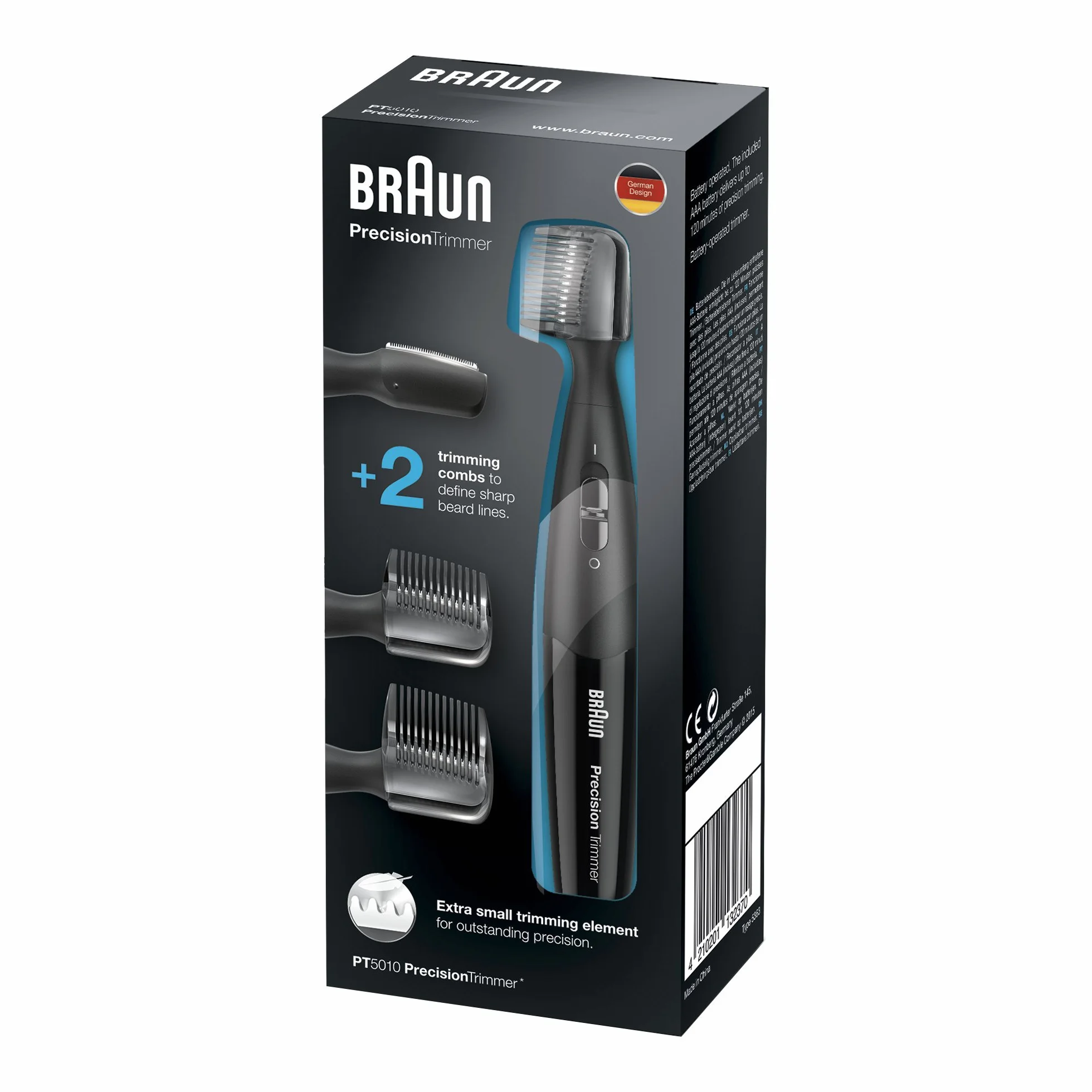 Braun Precision Trymmer męska elektryczna kosiarka precyzyjna broda, czarna, obie chodaki tnące nadają elastyczne i precyzyjne cięcie, PT5010