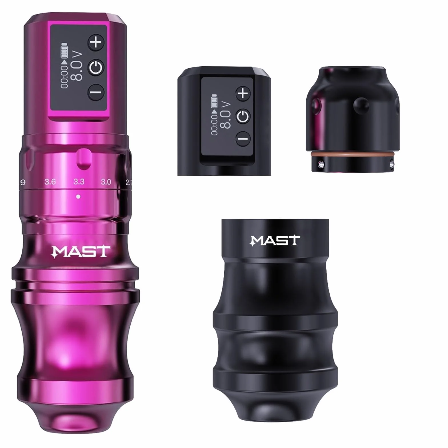 Mast Fold Pro Wireless Battery Tattoo Pen Machine Cordless Year of Dragon Edition Rotary Tattoo Gun powerful Motor by Mcore-C3 Smart Display, 7 Strokes Length for Pro Artists Pink color