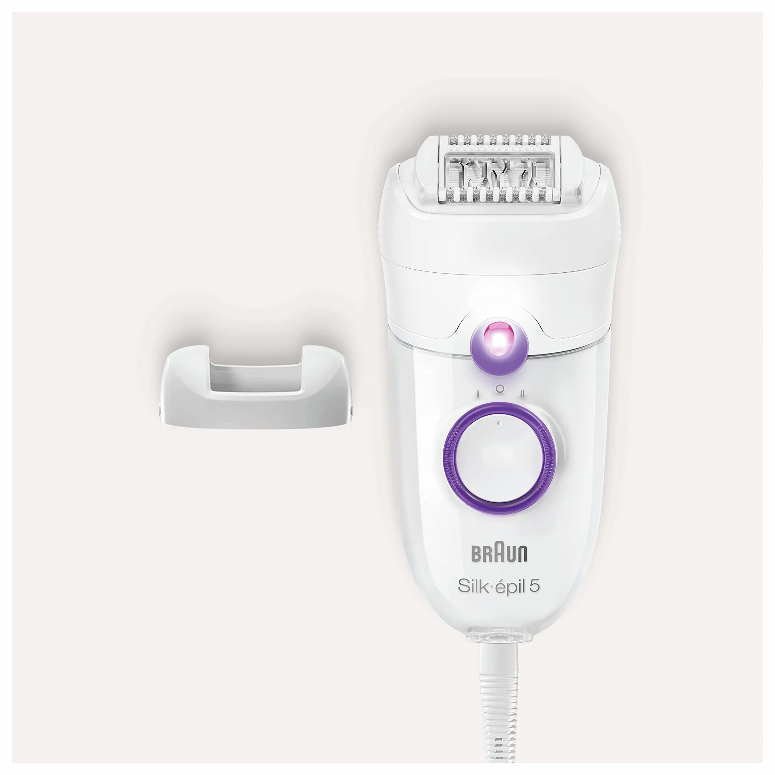 Braun Silk-épil 5, damski depilator, nadaje się do trudnych konturów, z regulacją prędkości, wygodne usuwanie włosów, pomysł na prezent, 5-505 biały i fioletowy