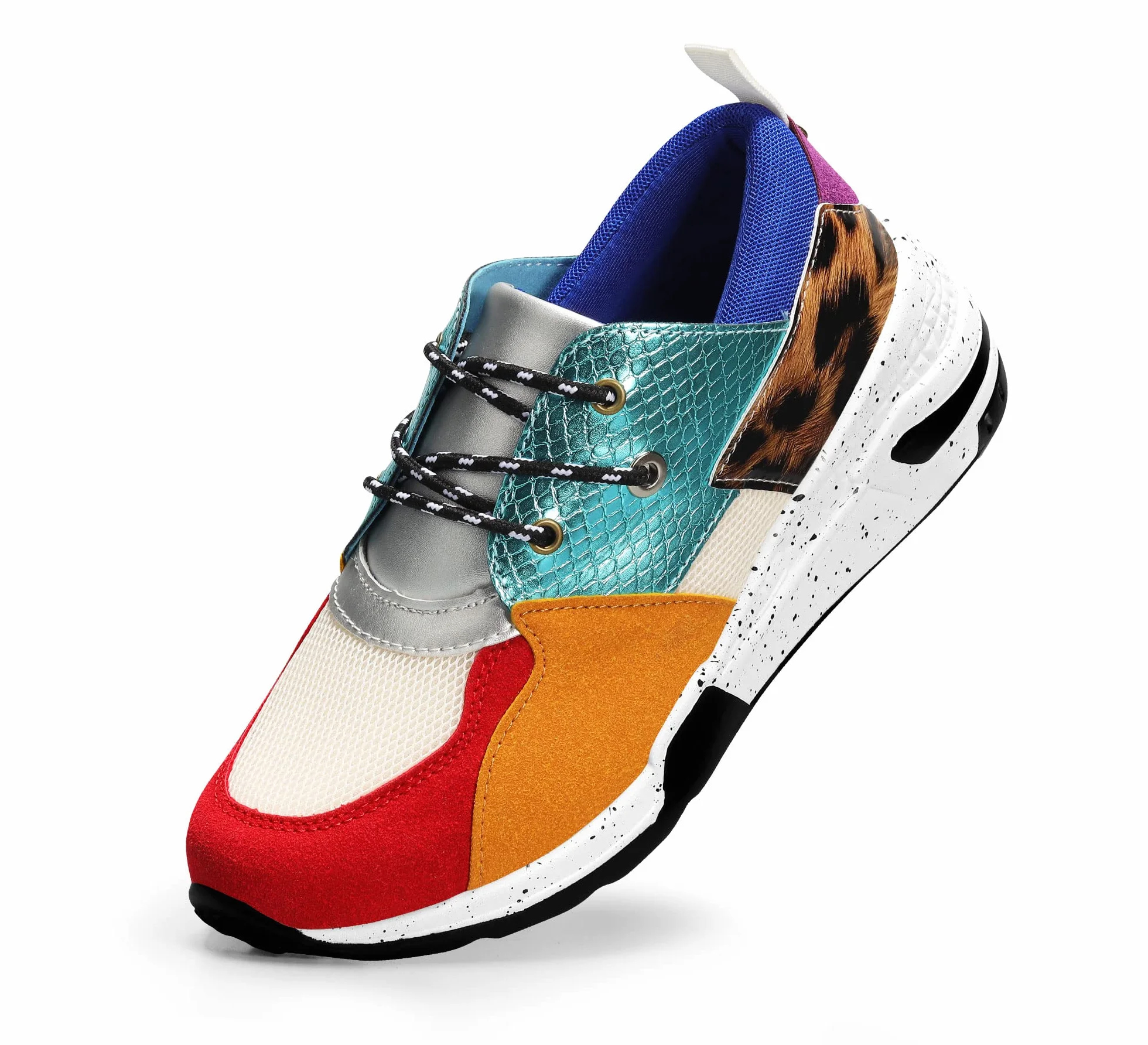 LUCKY STEP Damskie trampki na wysokim obcasie na koturnie moda platforma retro sznurowane buty na co dzień
