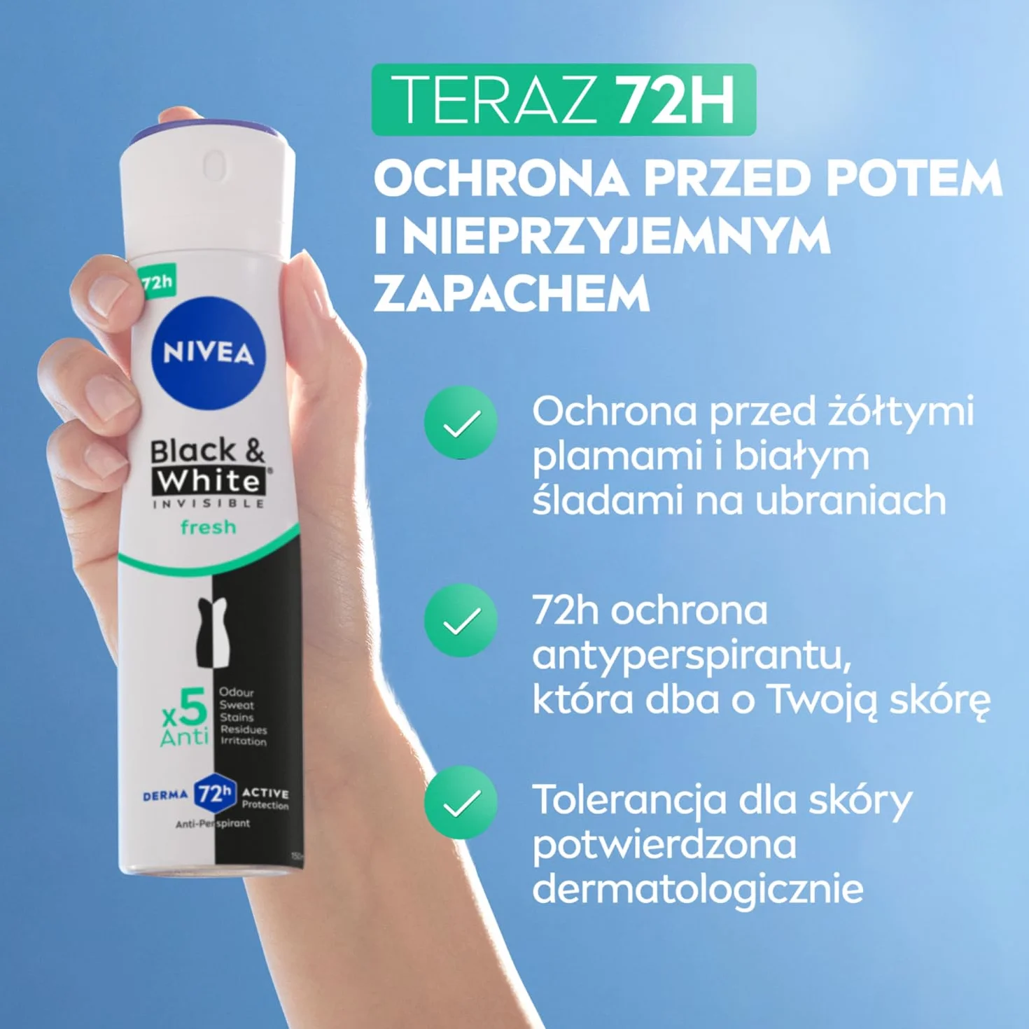 NIVEA Black & White Fresh Antyperspirant spray, 150 ml