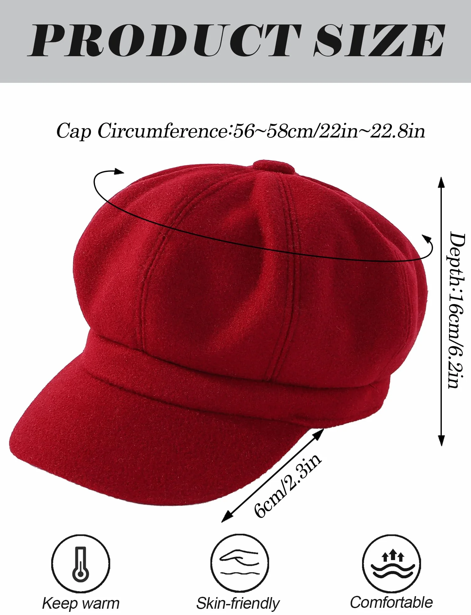 FEOYA Klasyczna damska czapka balonowa Newsboy Cap czapka z daszkiem Vintage jesień zima beret czapka malarska czapka malarska
