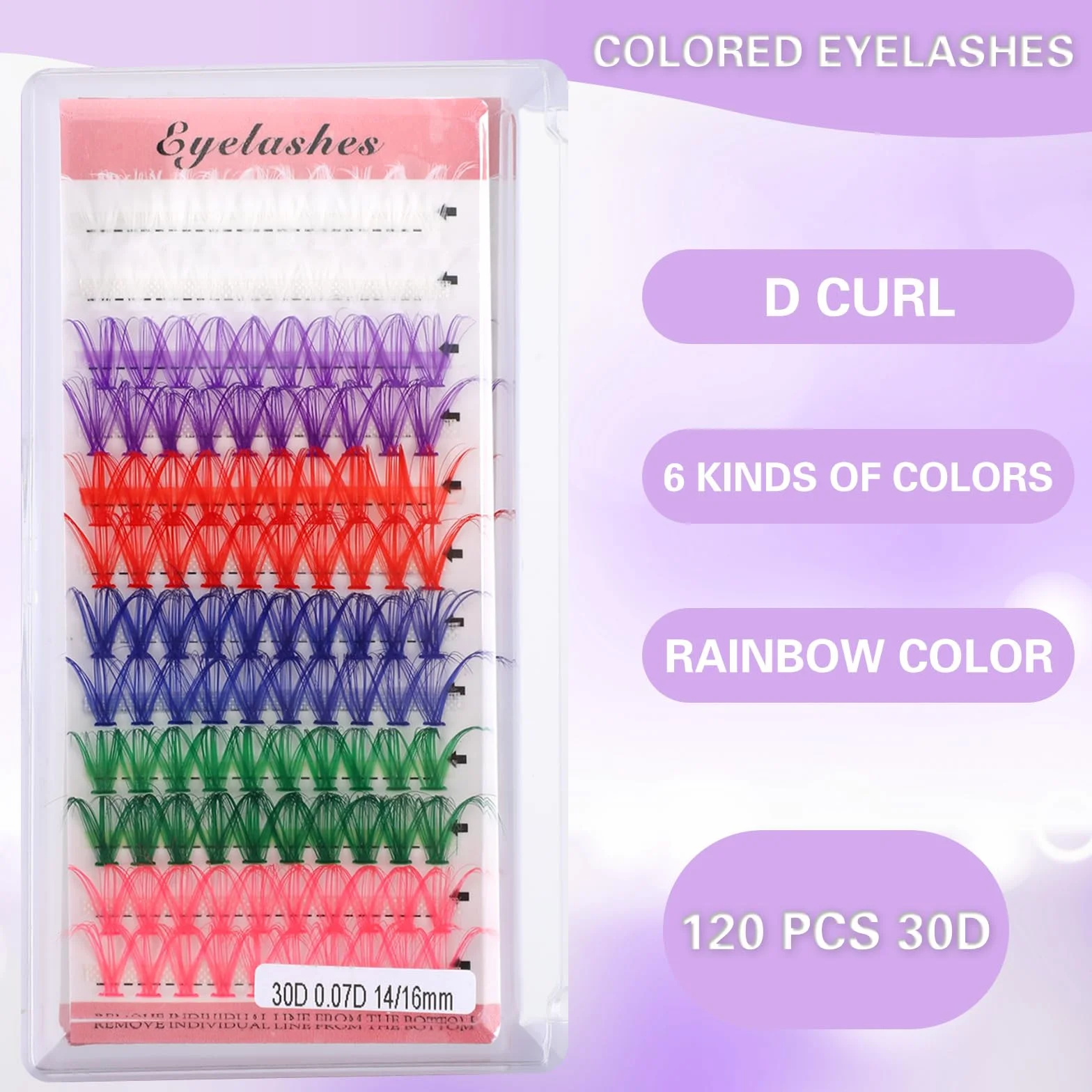 120 sztuk do farbowania rzęs, 14 mm, 16 mm, zestaw do przedłużania rzęs, 6 kolorów, pojedyncze rzęsy, klaster, białe sztuczne rzęsy, DIY, przedłużenie rzęs, D