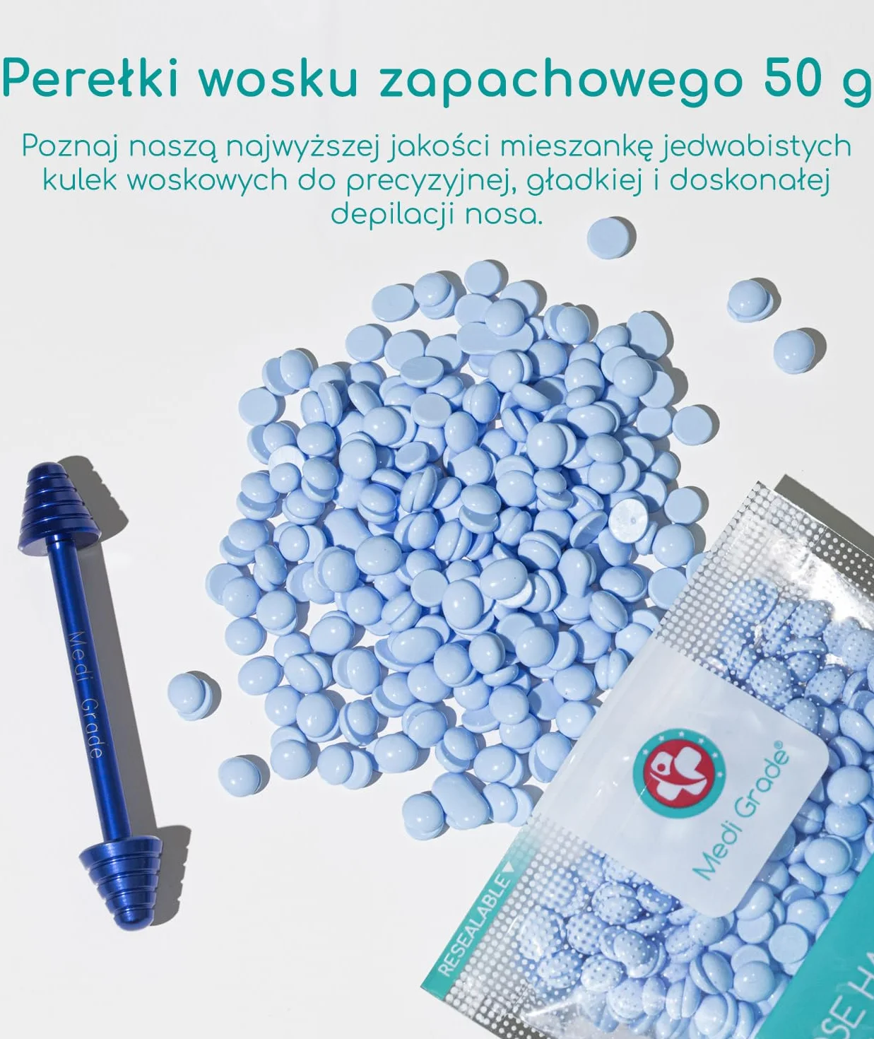 Zestaw do Woskowania Nosa 50g – Bezpieczne i Proste Woskowanie Nosa w Domu od Medi Grade – Plastry do Skóry, Kubek na Wosk do Nosa i Torba – Wosk do Usuwania Włosów z Nosa