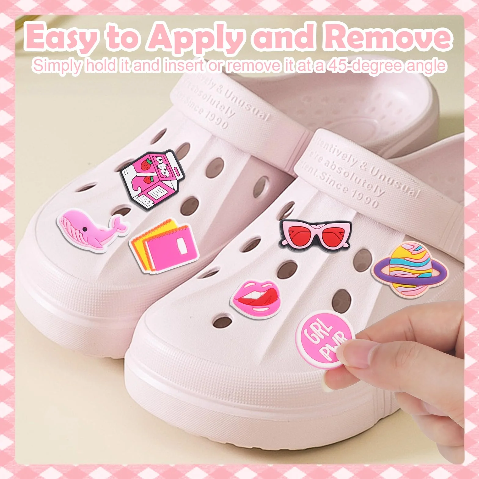 Charms do butów Crocs, przypinka dla dzieci, dziewcząt, kobiet, z kreskówki, biżuteria do butów, przypinki, różowe, akcesoria do butów, naklejki, cute "zrób to sam", zawieszki do akcesoriów