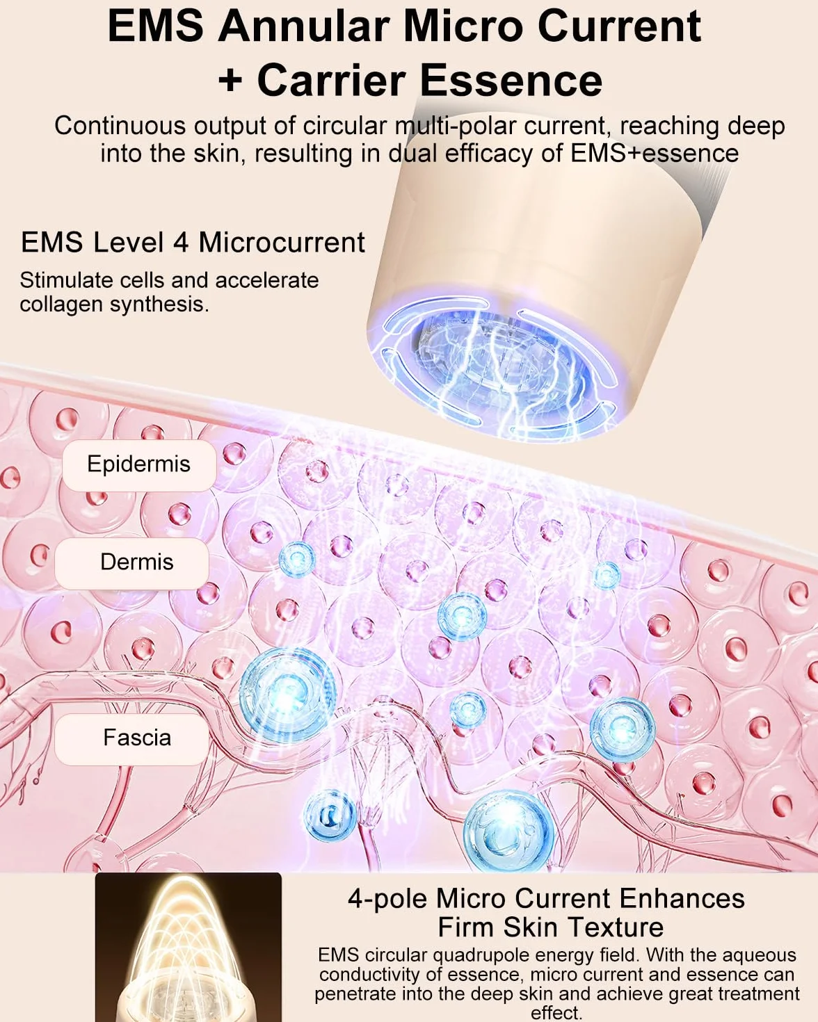 Hydra. Pen H5 Dermapen Microneedling Pen, EMS Microcurrent Automatyczna aplikacja serum Microneedling Narzędzie kosmetyczne 3 w 1 z 5 rodzajami wkładów, prezenty dla kobiet (złoto)