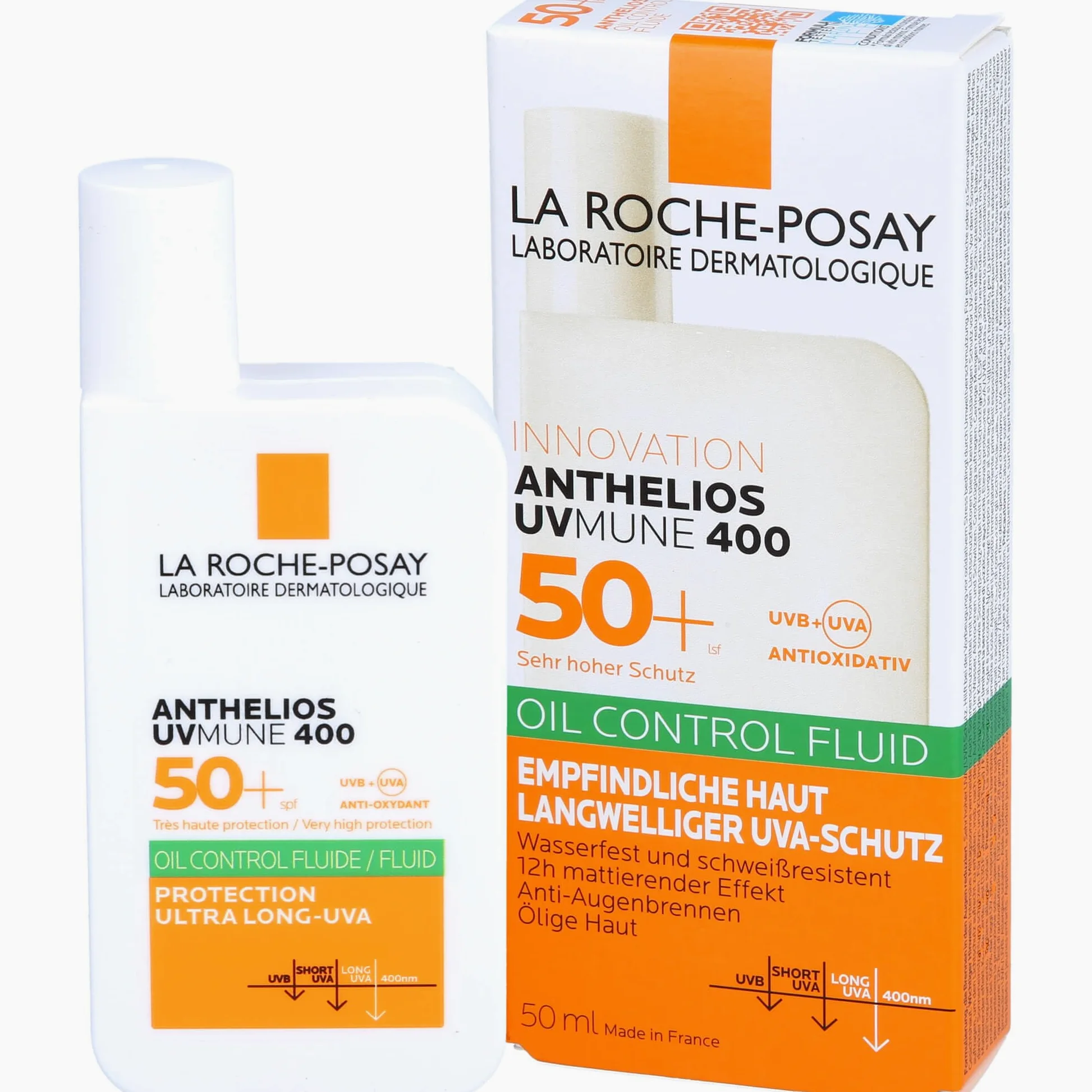 La Roche Posay Invisible Fluid z filtrem przeciwsłonecznym z SPF50+, efekt matujący, 24 godziny, wodoodporny, pot i piasek, formuła z Mexoryl 400, Anthelios UV-MUNE 400 Oil Control, 50 ml