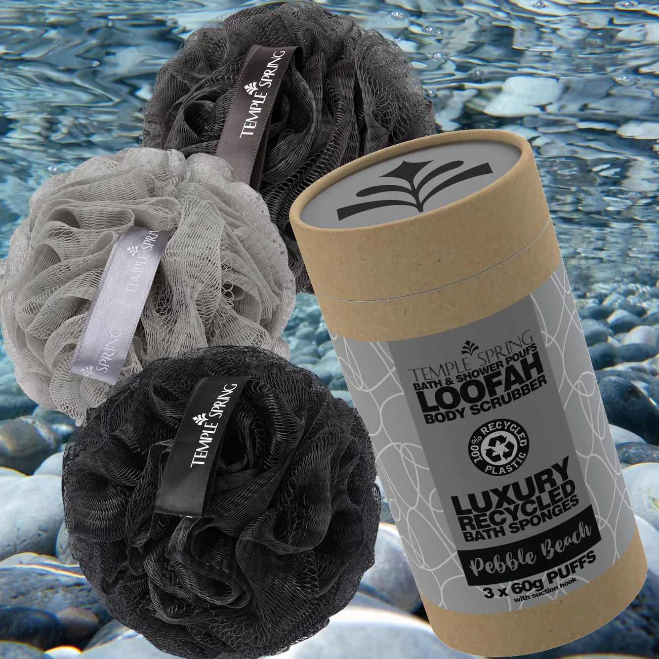 Eco Recycled pufa prysznicowa, wanna Loofah, szczotka do ciała, gąbka z siateczki, złuszczająca gumka do kąpieli, piankowe kulki