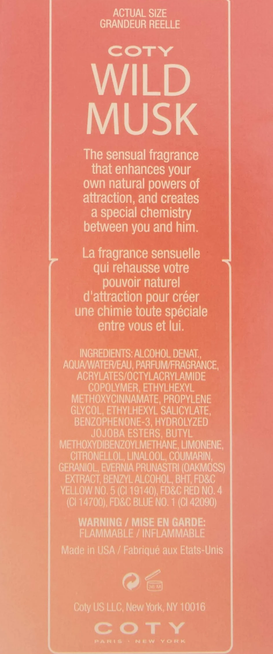 WILD MUSK by Coty Cologne Spray 1,5 uncji by Coty